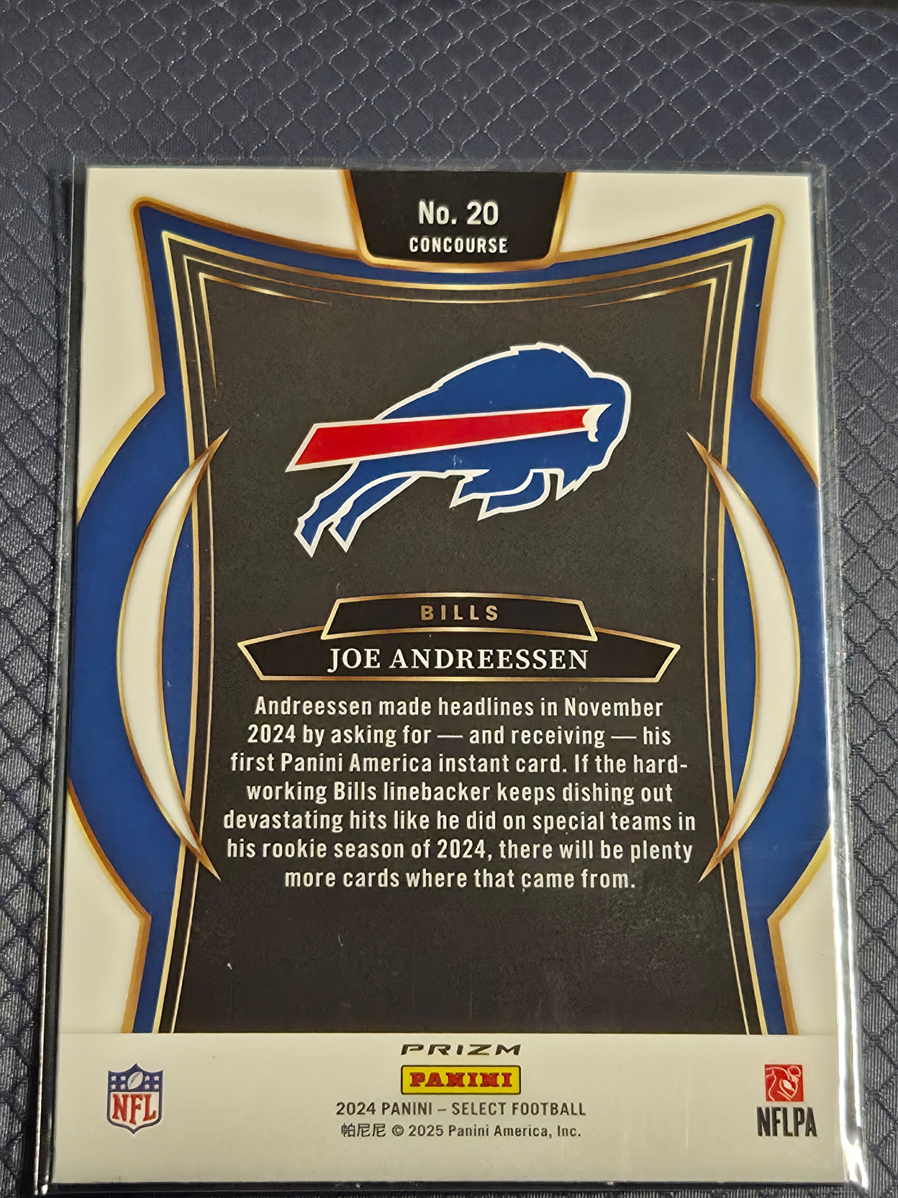 2024 Panini Select - Concourse Joe Andreessen #20 Zebra Prizm (RC)