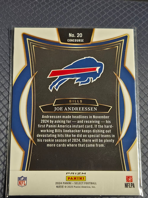 2024 Panini Select - Concourse Joe Andreessen #20 Zebra Prizm (RC)