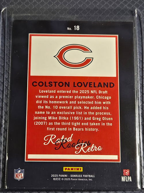 2025 Panini Donruss Colston Loveland #18 Rated Rookie Retro