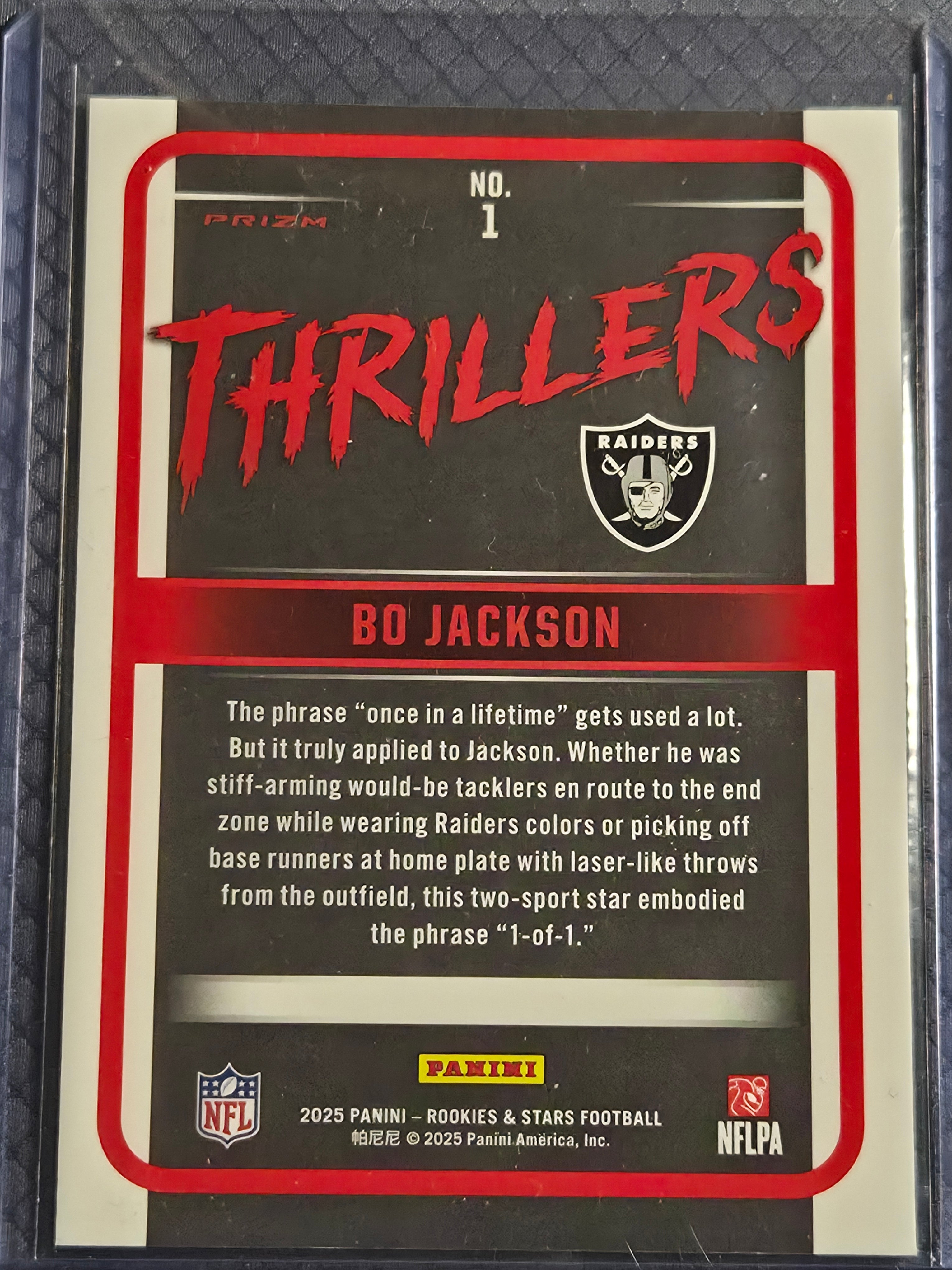 2025 Panini Rookies and Stars #1 Bo Jackson Thrillers