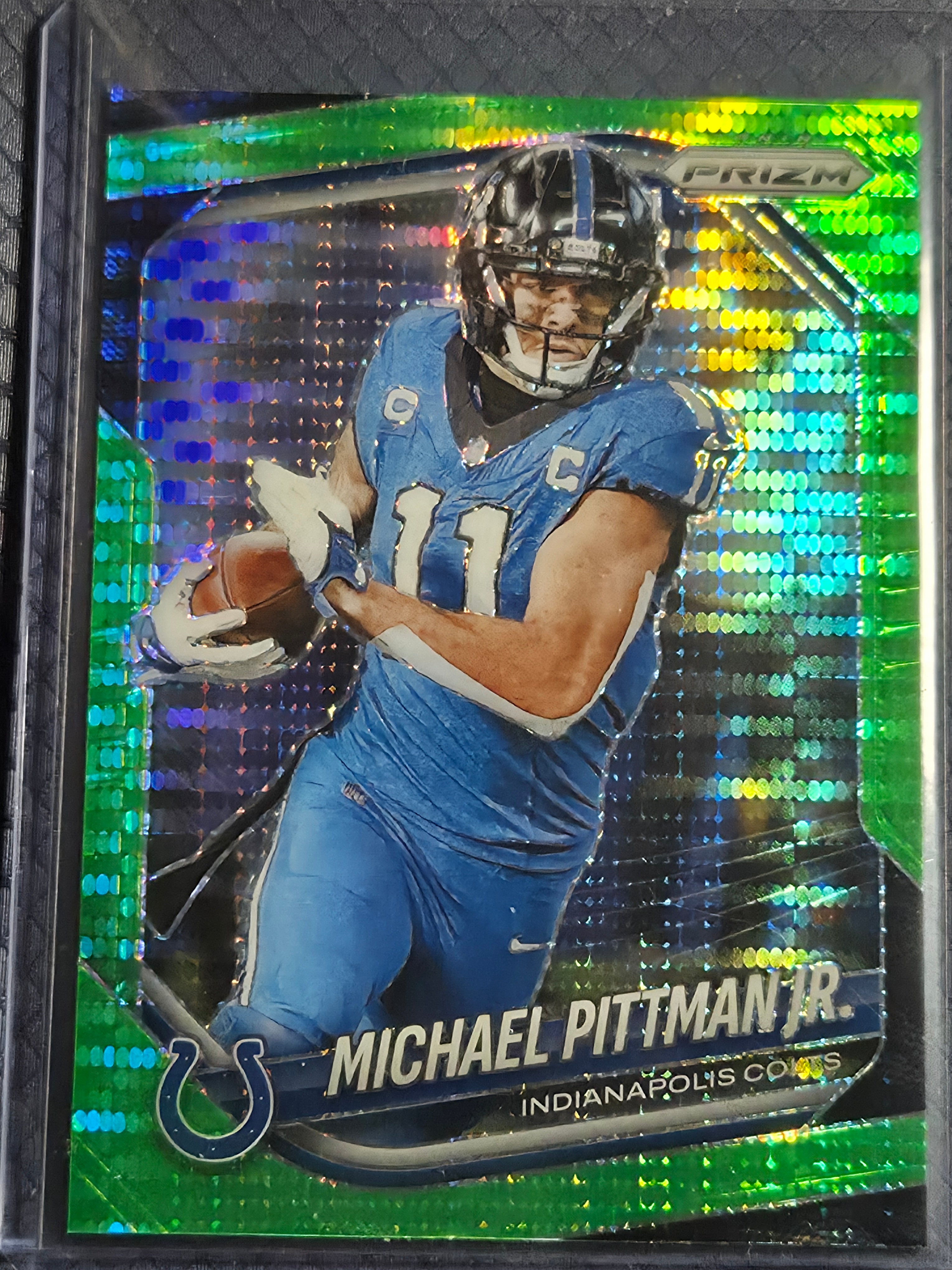 2025 Panini Prizm #23 Michael Pittman Jr. Neon Green Pulsar