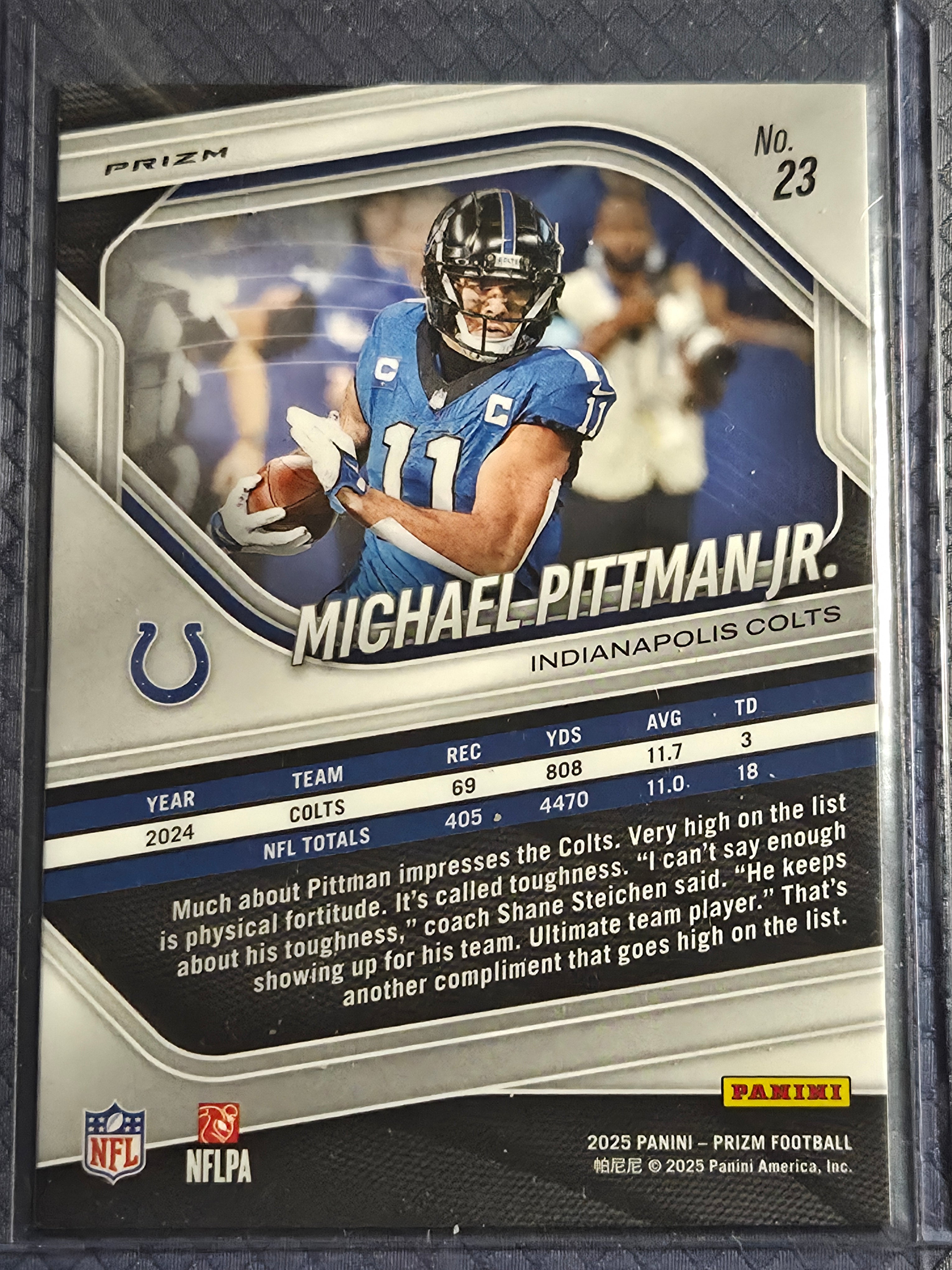 2025 Panini Prizm #23 Michael Pittman Jr. Neon Green Pulsar