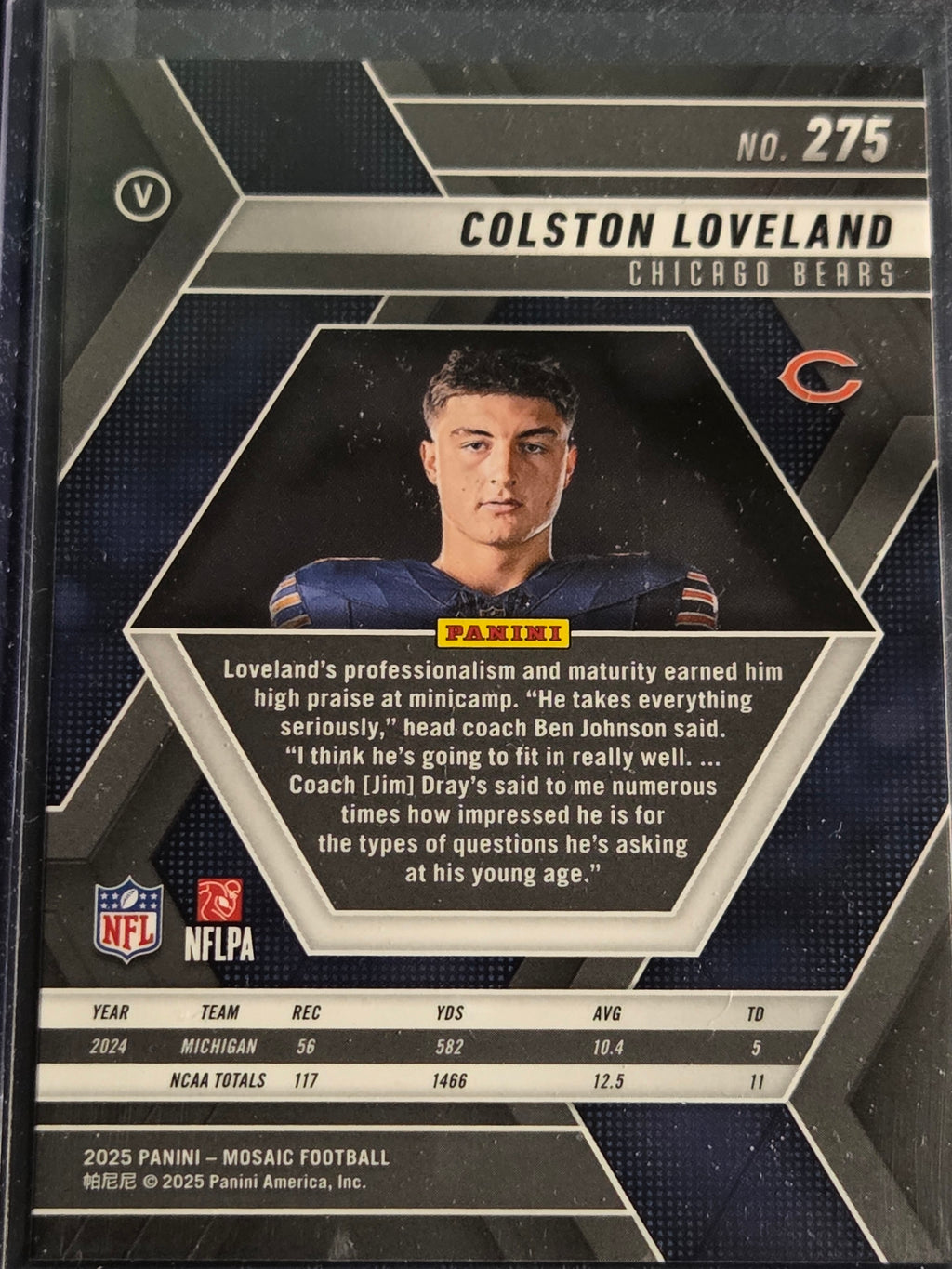 2025 Panini Mosaic #275 Colston Loveland Rookie