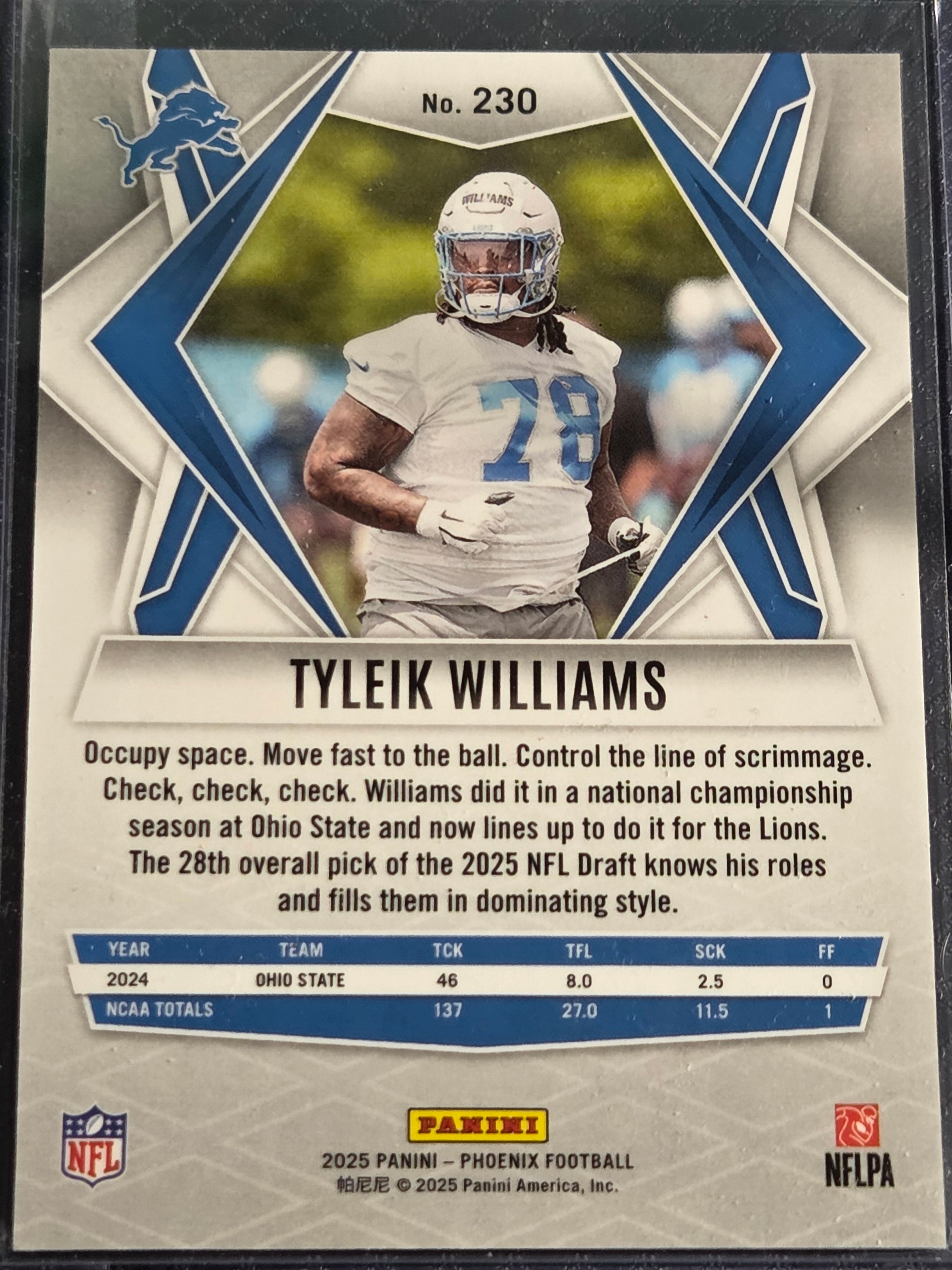 2025 Panini Phoenix #230 Tyleik Williams Silver Hyper Rookie