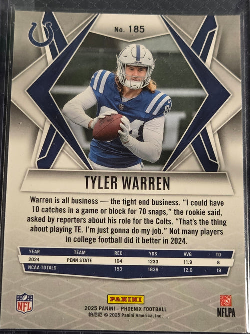 2025 Panini Phoenix #185 Tyler Warren Silver Hyper