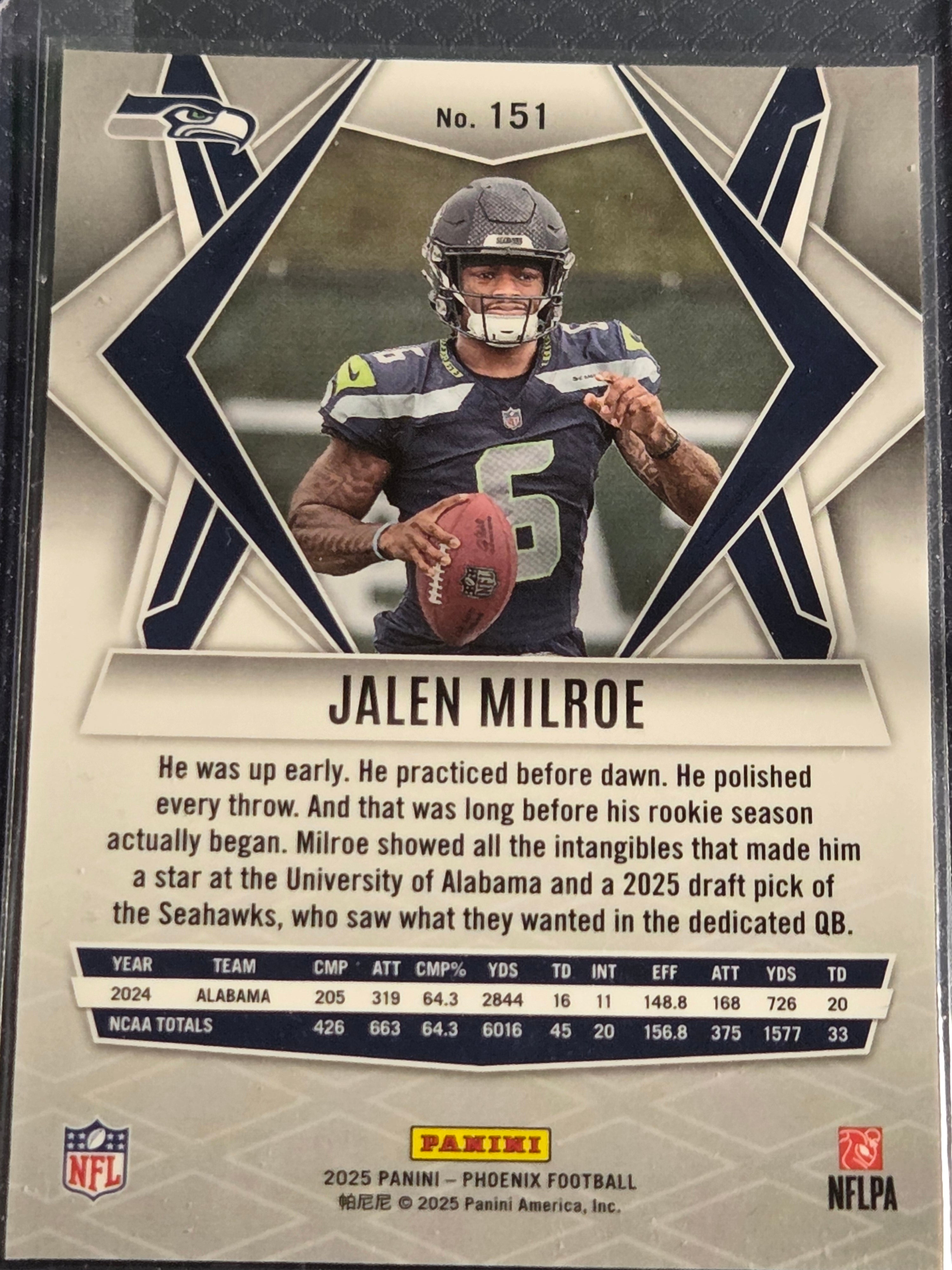 2025 Panini Phoenix #151 Jalen Milroe Silver Hyper Rookie