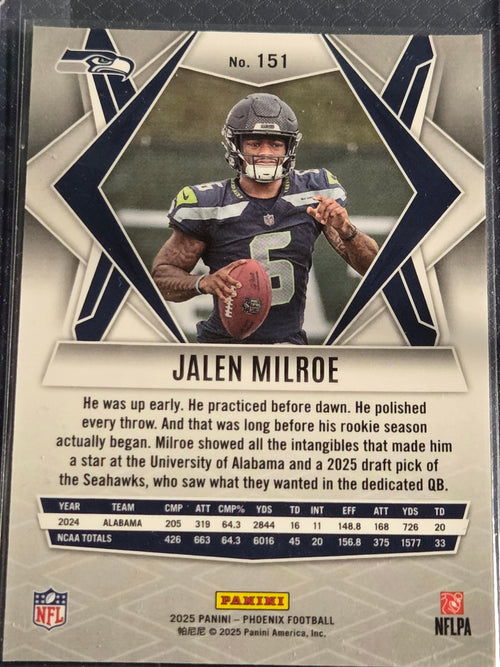 2025 Panini Phoenix #151 Jalen Milroe Silver Hyper Rookie
