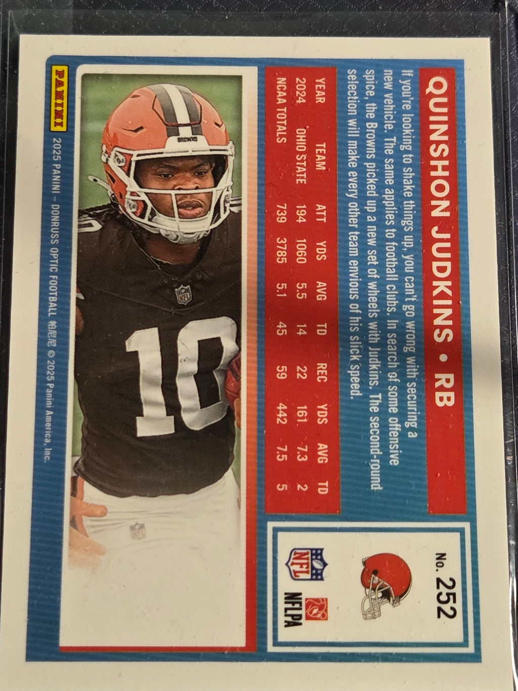 2025 Panini Donruss #252 Quinshon Judkins Rated Rookie