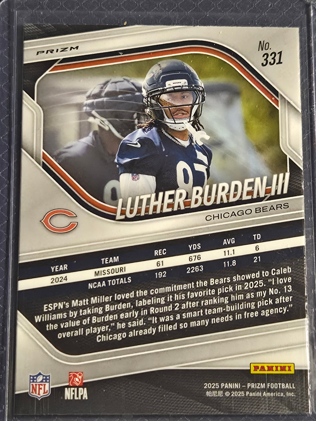 2025 Panini Prizm Luther Burden III #331 Neon Green Pulsar