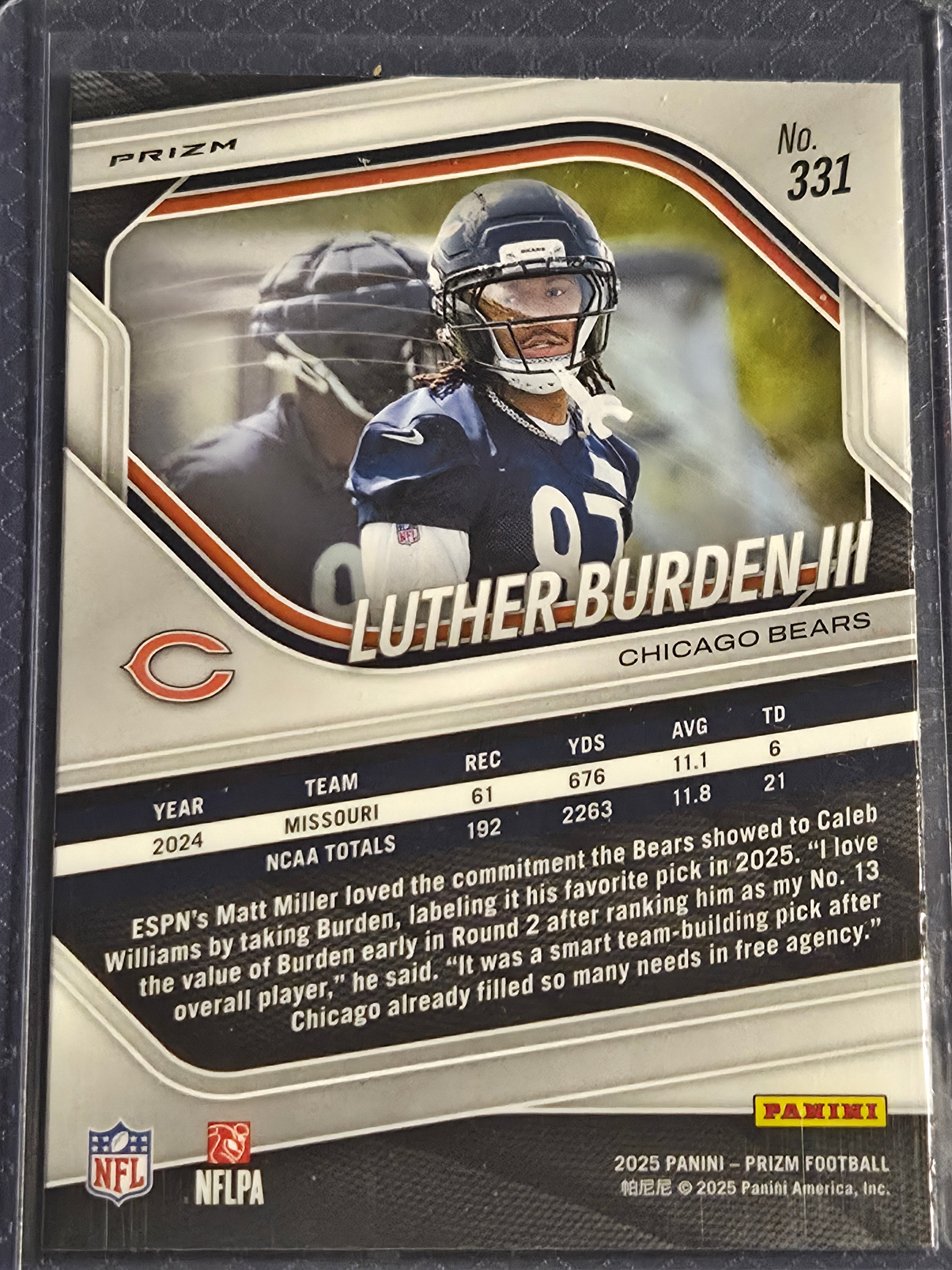 2025 Panini Prizm Luther Burden III #331 Neon Green Pulsar