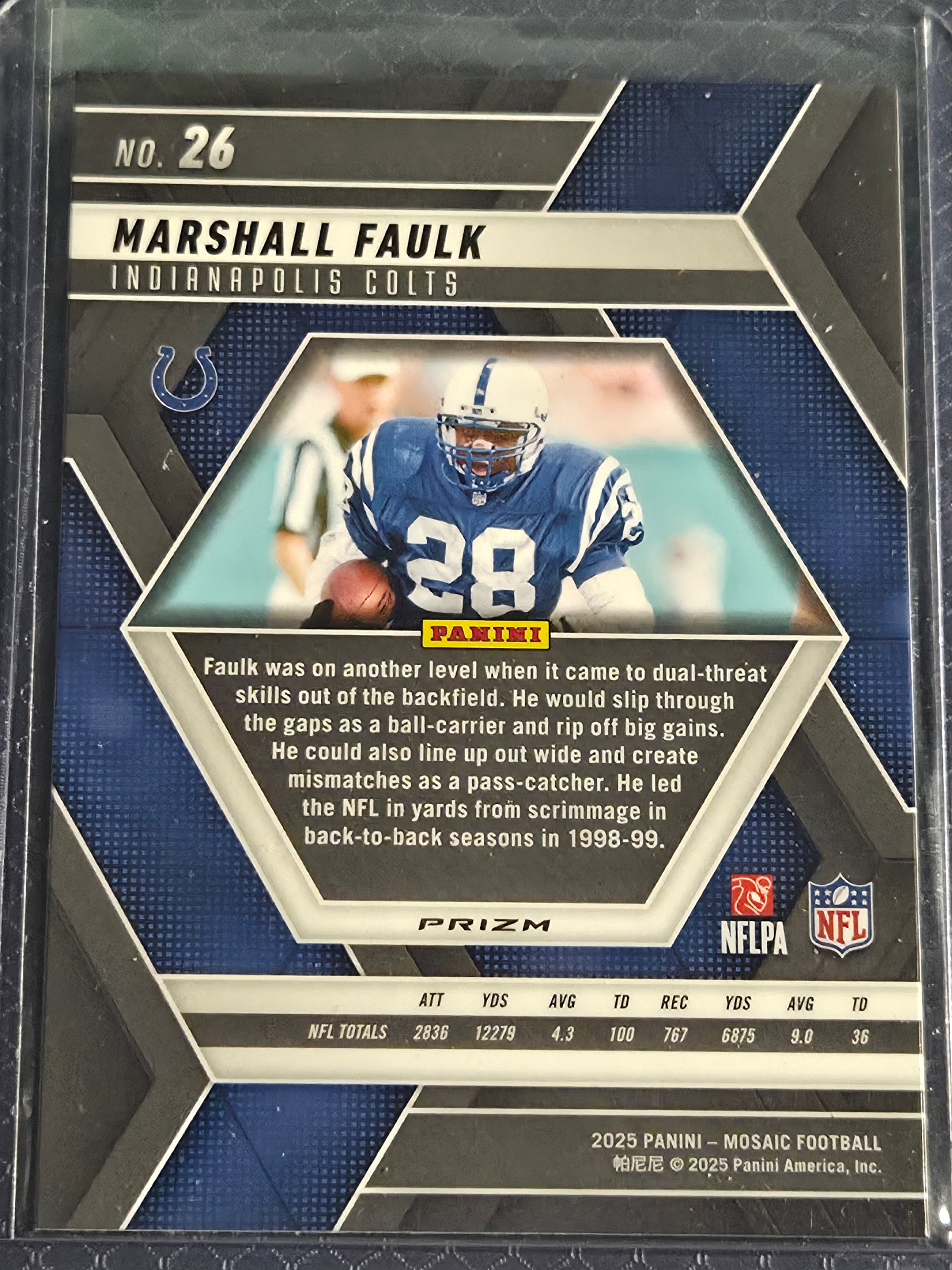 2025 Panini Mosaic Marshall Faulk #26 Green Mosaic
