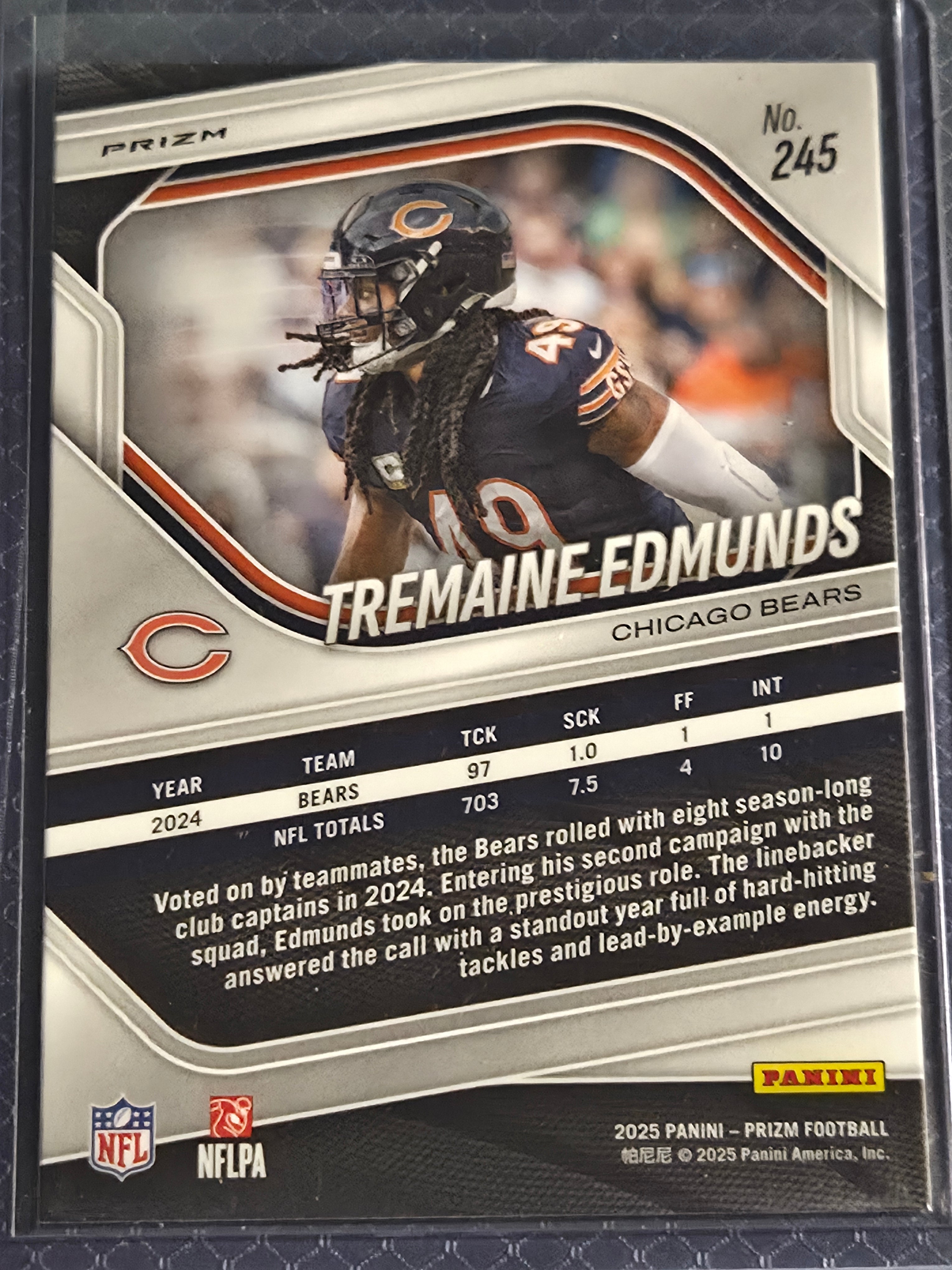 2025 Panini Prizm Tremaine Edmunds #245 Green Pulsar