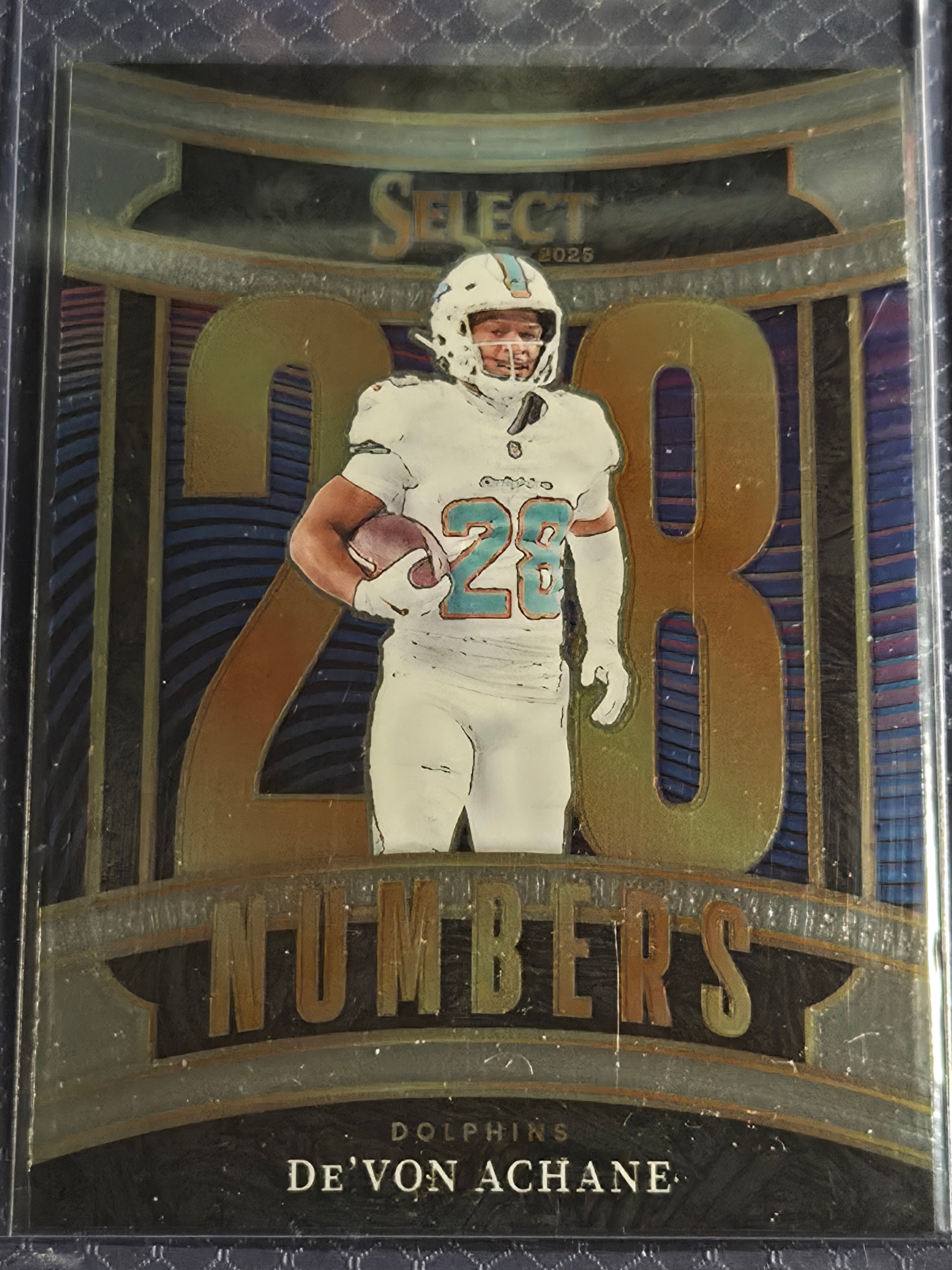 2025 Panini Select De'Von Achane #13 Miami Dolphins Numbers Insert