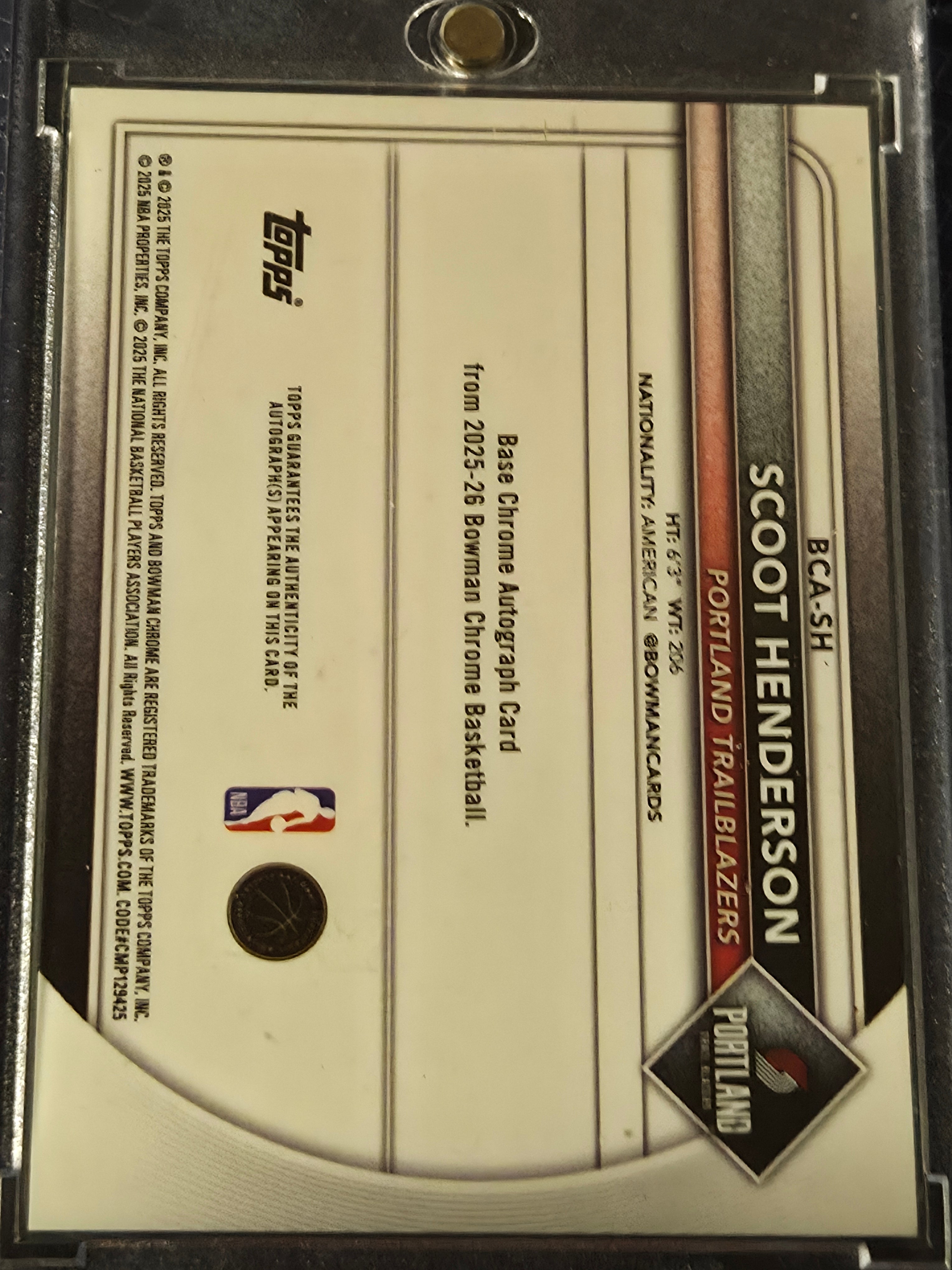 2025-26 Topps Bowman Scoot Henderson BCA-SH Green Shimmer Auto 99/99 Bookend RC