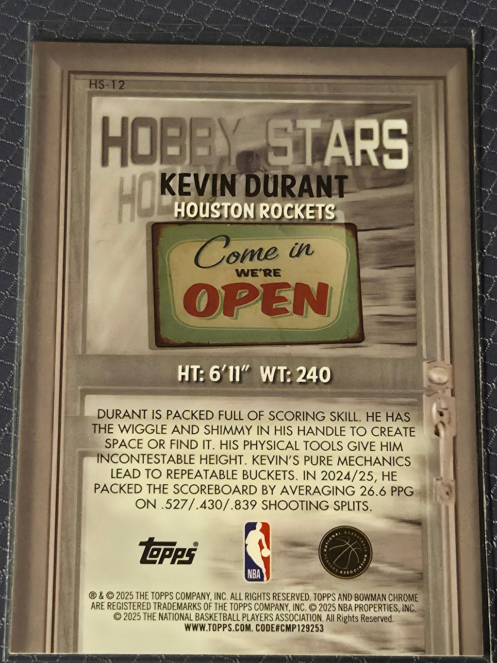 2025-26 Topps Bowman NBA Basketball #HS-12 Kevin Durant Hobby Stars