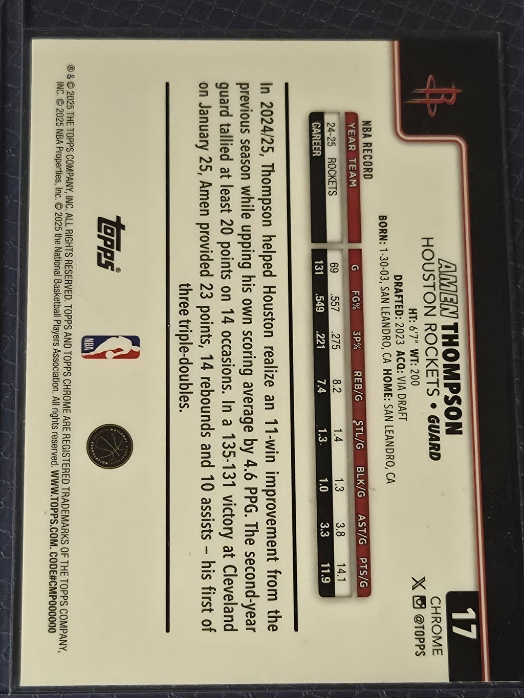 2025 Topps Basketball - Amen Thompson #17 X-Fractor