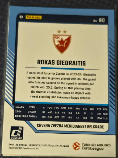 2024-25 Donruss Euroleague - Rokas Giedraitis #80 Yellow Border