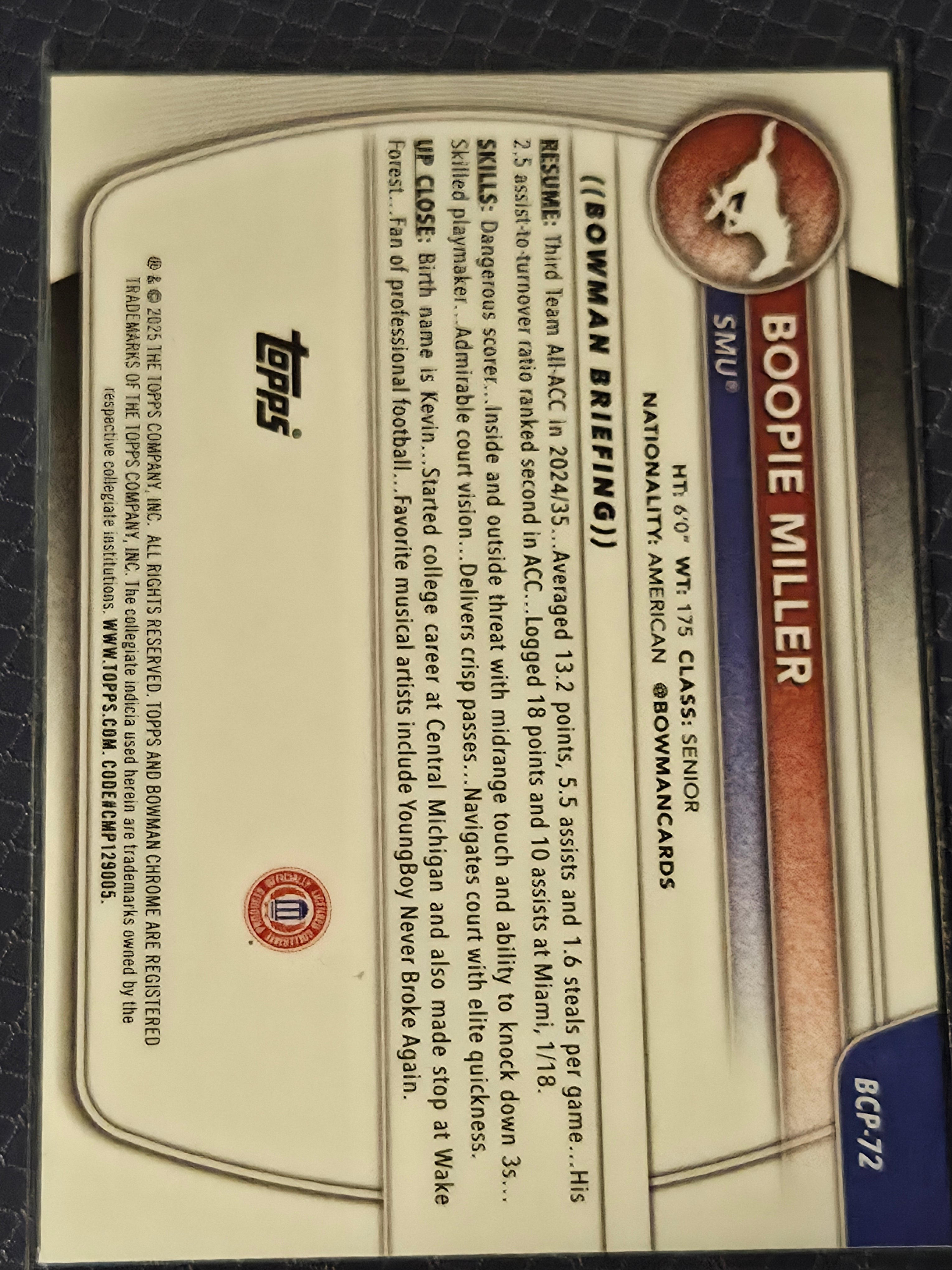 2025 Topps Bowman - Boopie Miller BCP-72