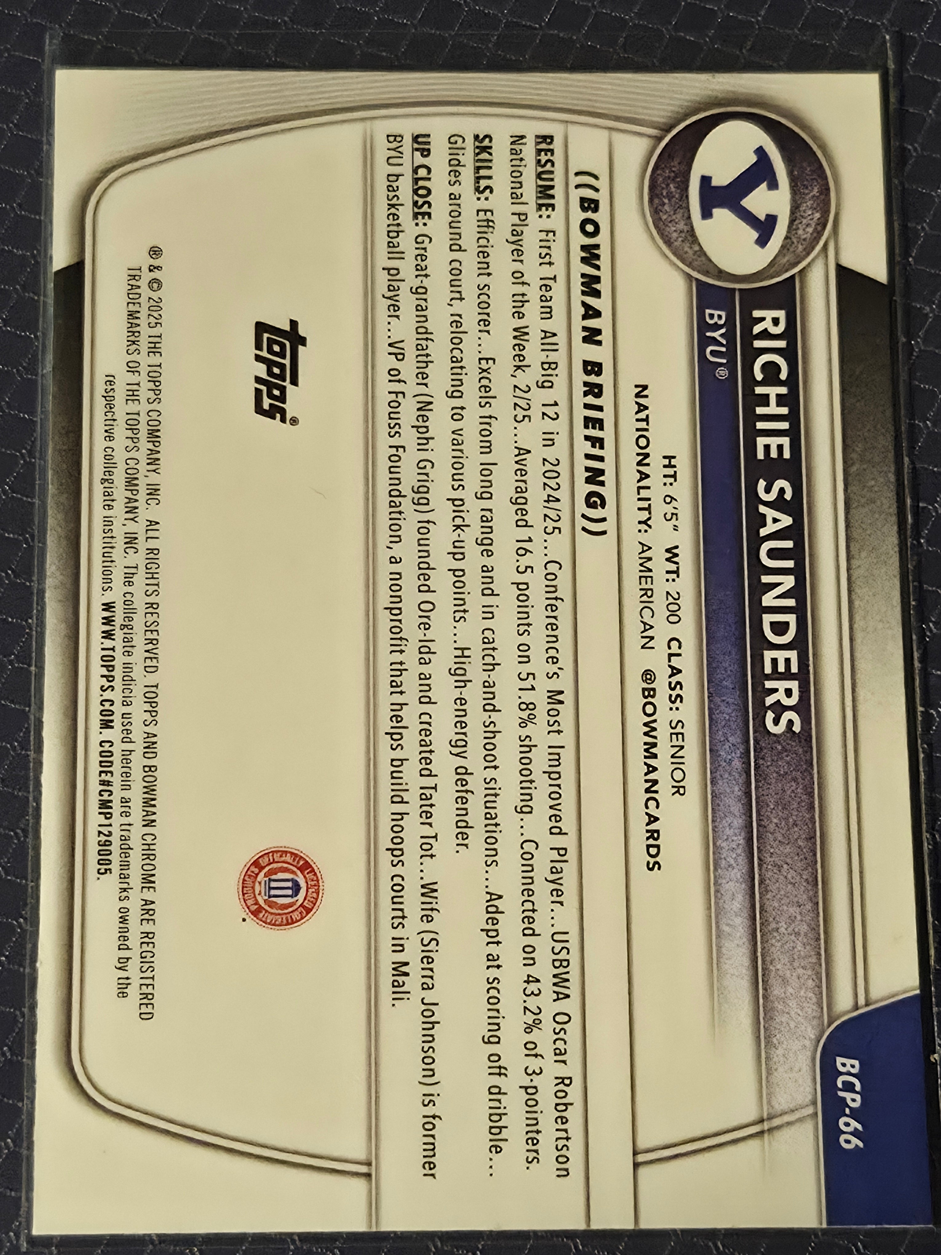 2025 Topps Bowman - Richie Saunders BCP-666