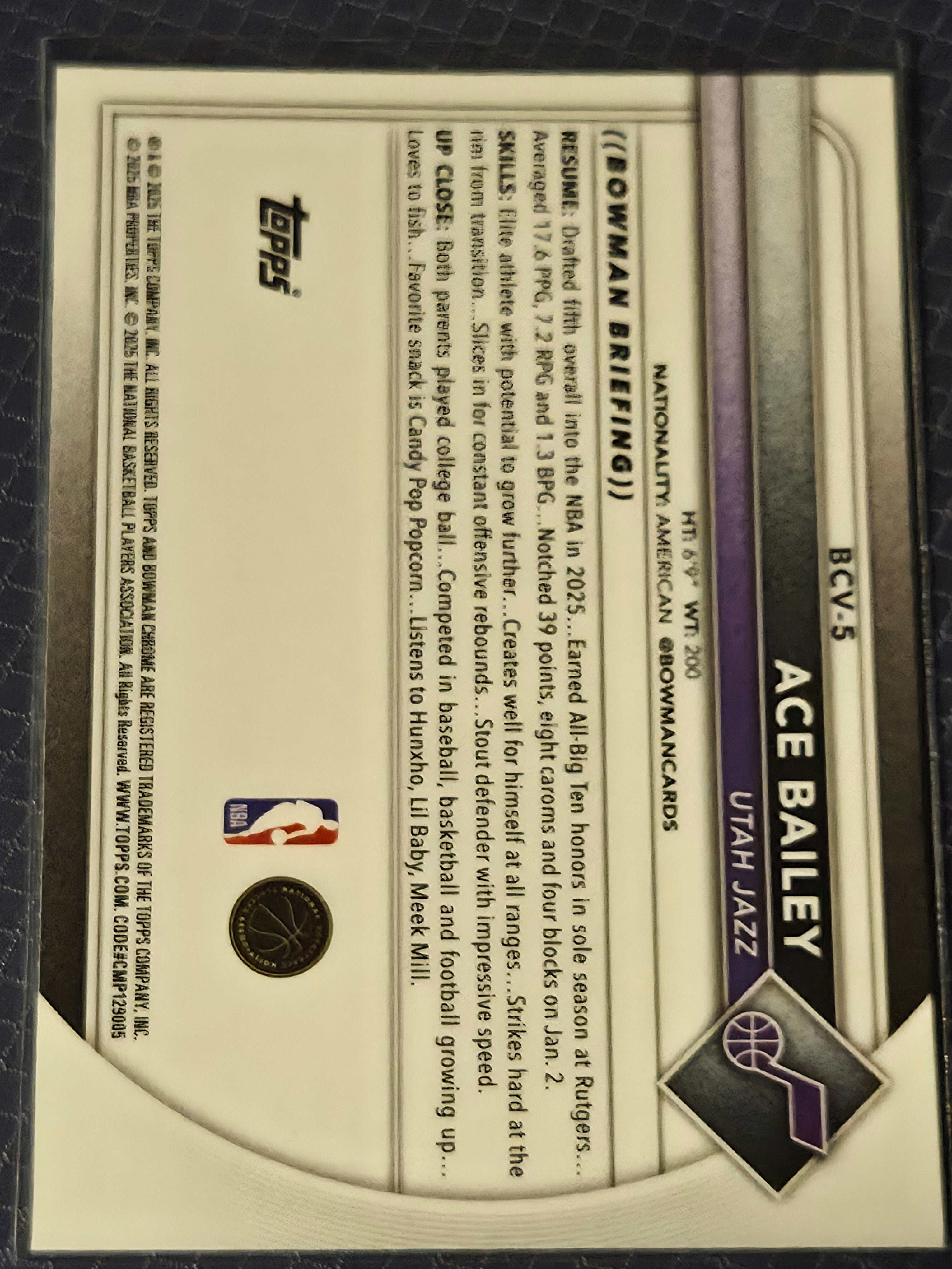 2025 Topps Bowman - Ace Bailey BCV-5 Rookie