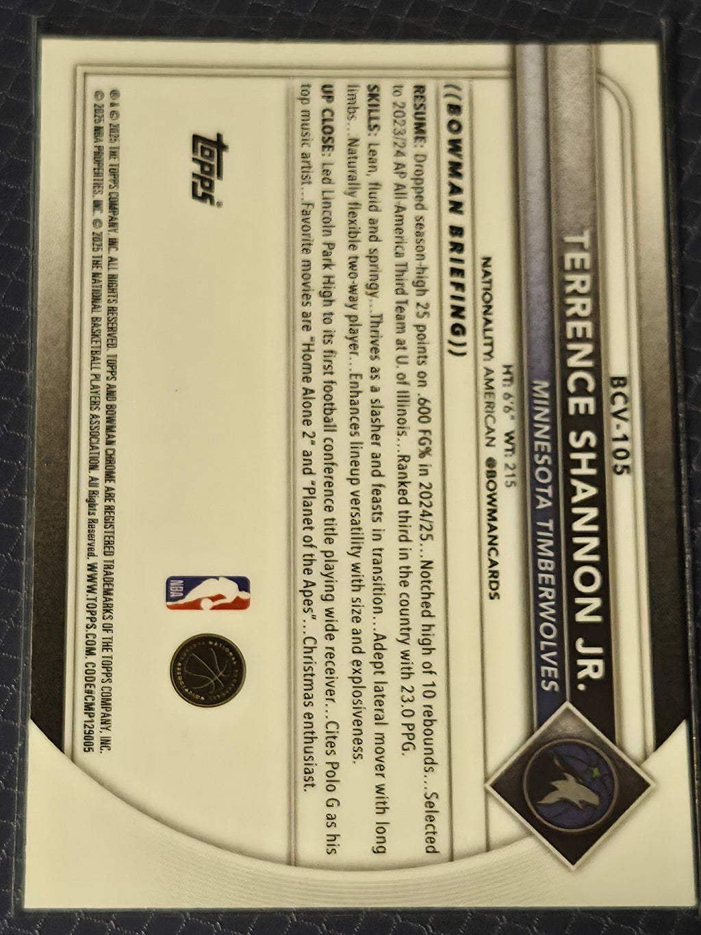 2025 Topps Bowman - Terrence Shannon Jr. BCV-105