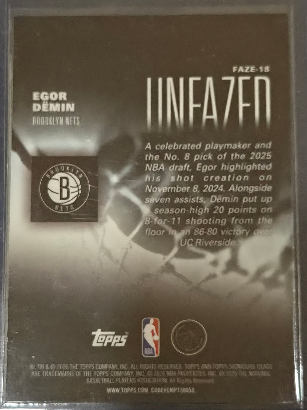 Egor Demin #FAZE-18 2025/26 Topps Signature Class Unfazed