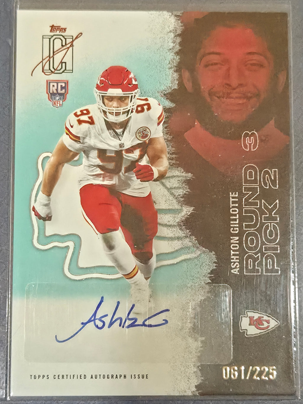 Ashton Gilloute #197 2025 Topps Signature Class Football Teal Auto RC /225