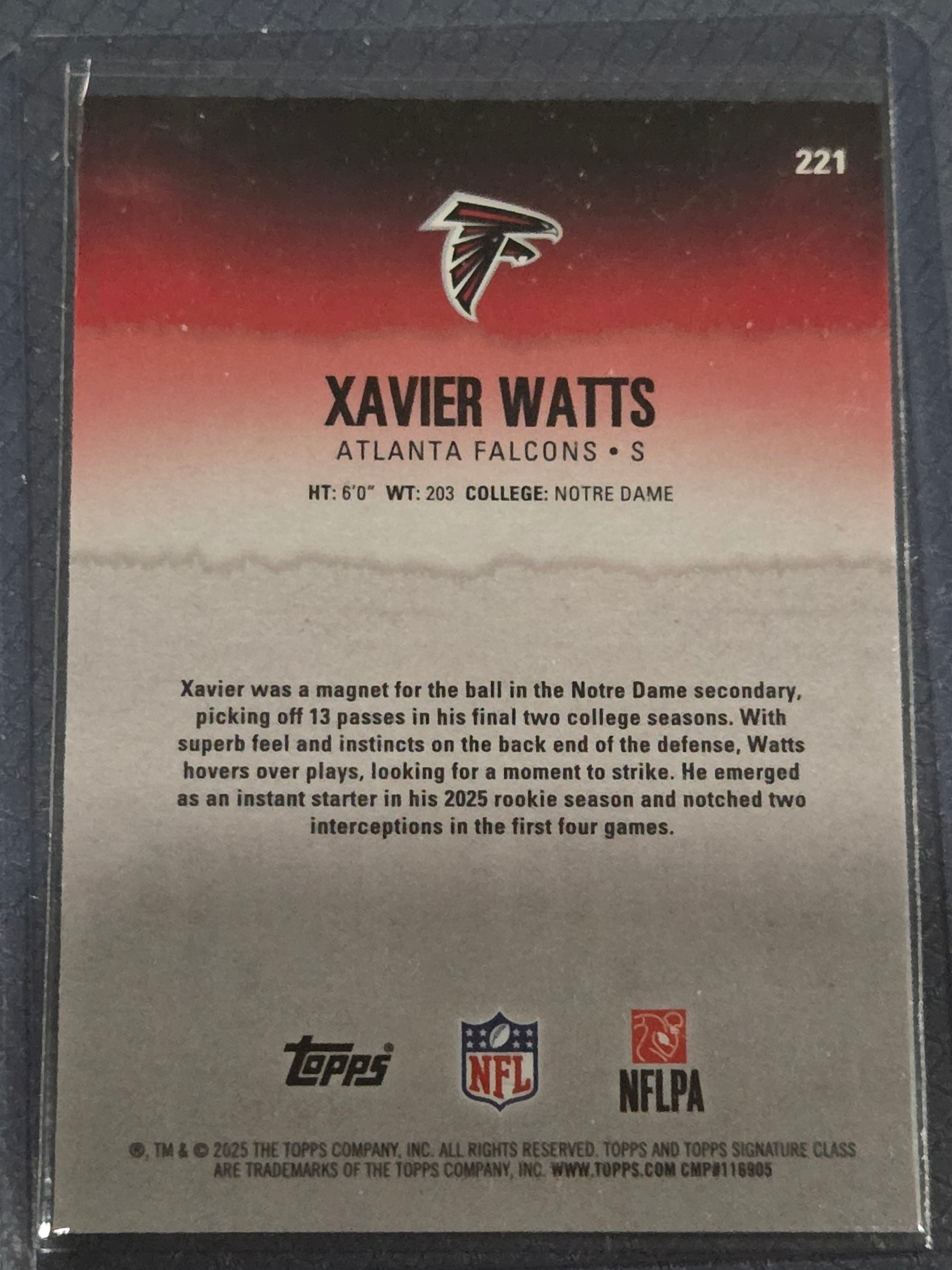 Xavier Watts #221 2025 Topps Signature Class Football Green /150