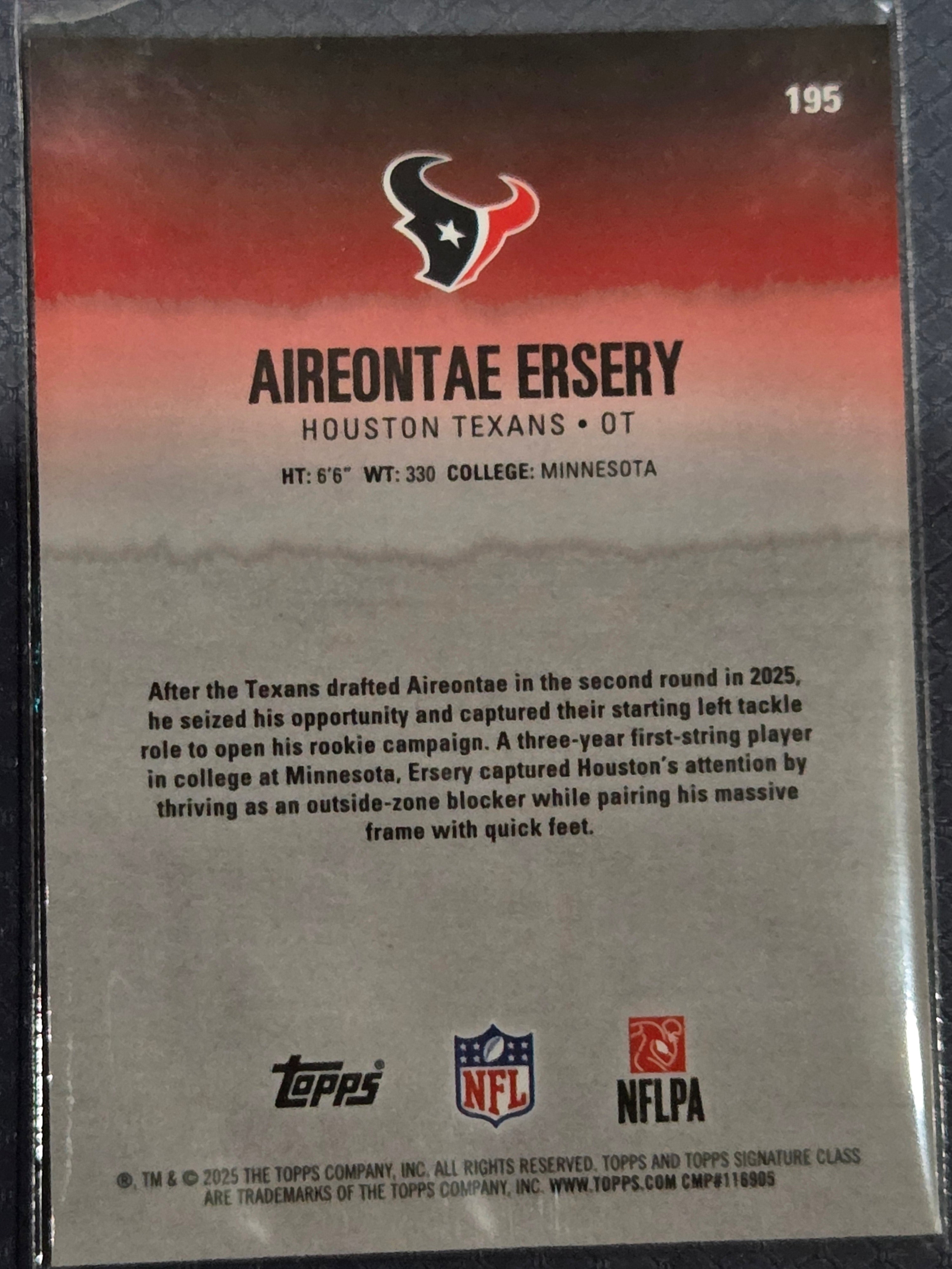 Aireontae Ersery #195 2025 Topps Signature Class Football Silver /275