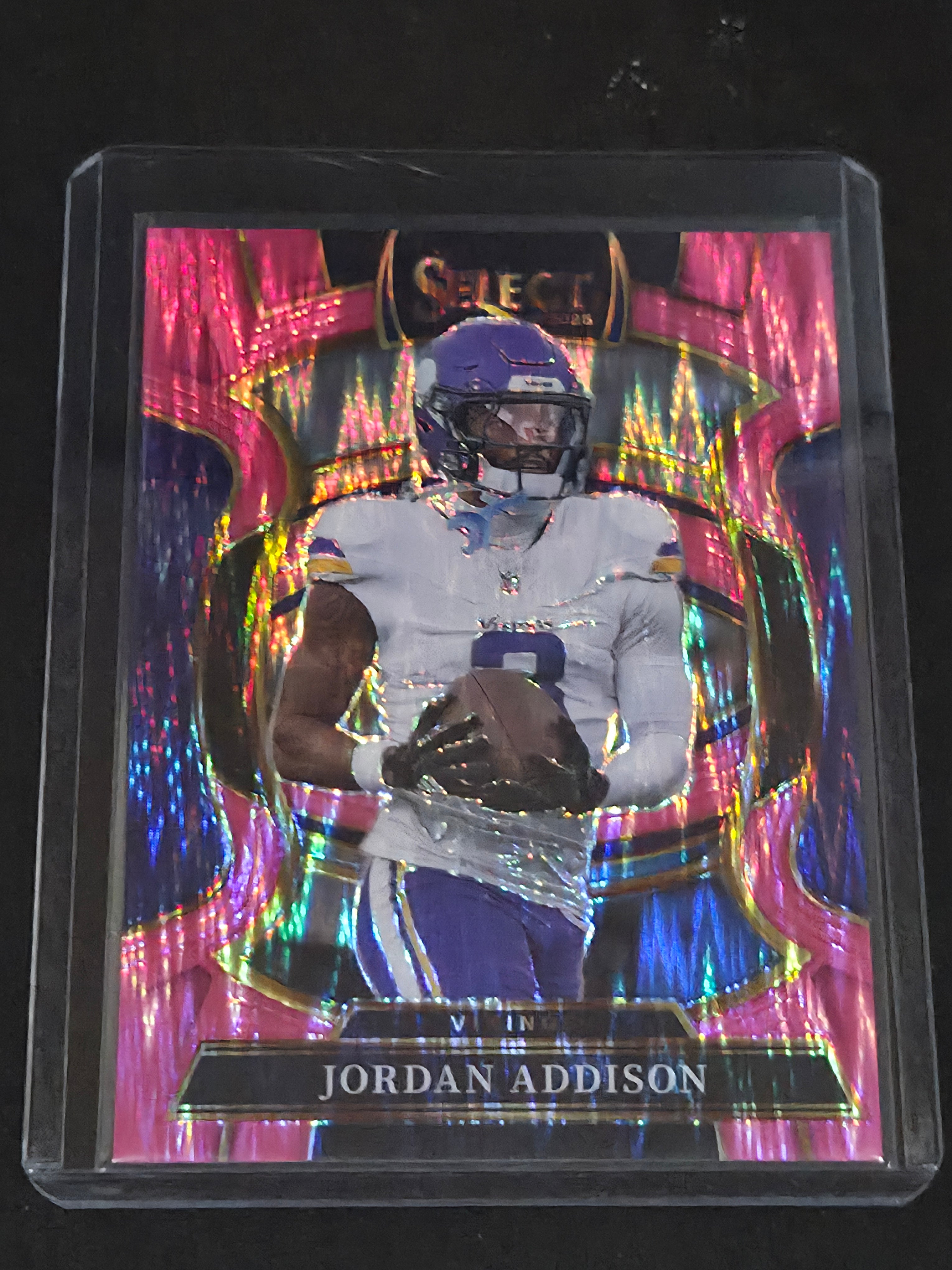 2025 Panini Select Football Pink Shock #65 Jordan Addison Minnesota Vikings
