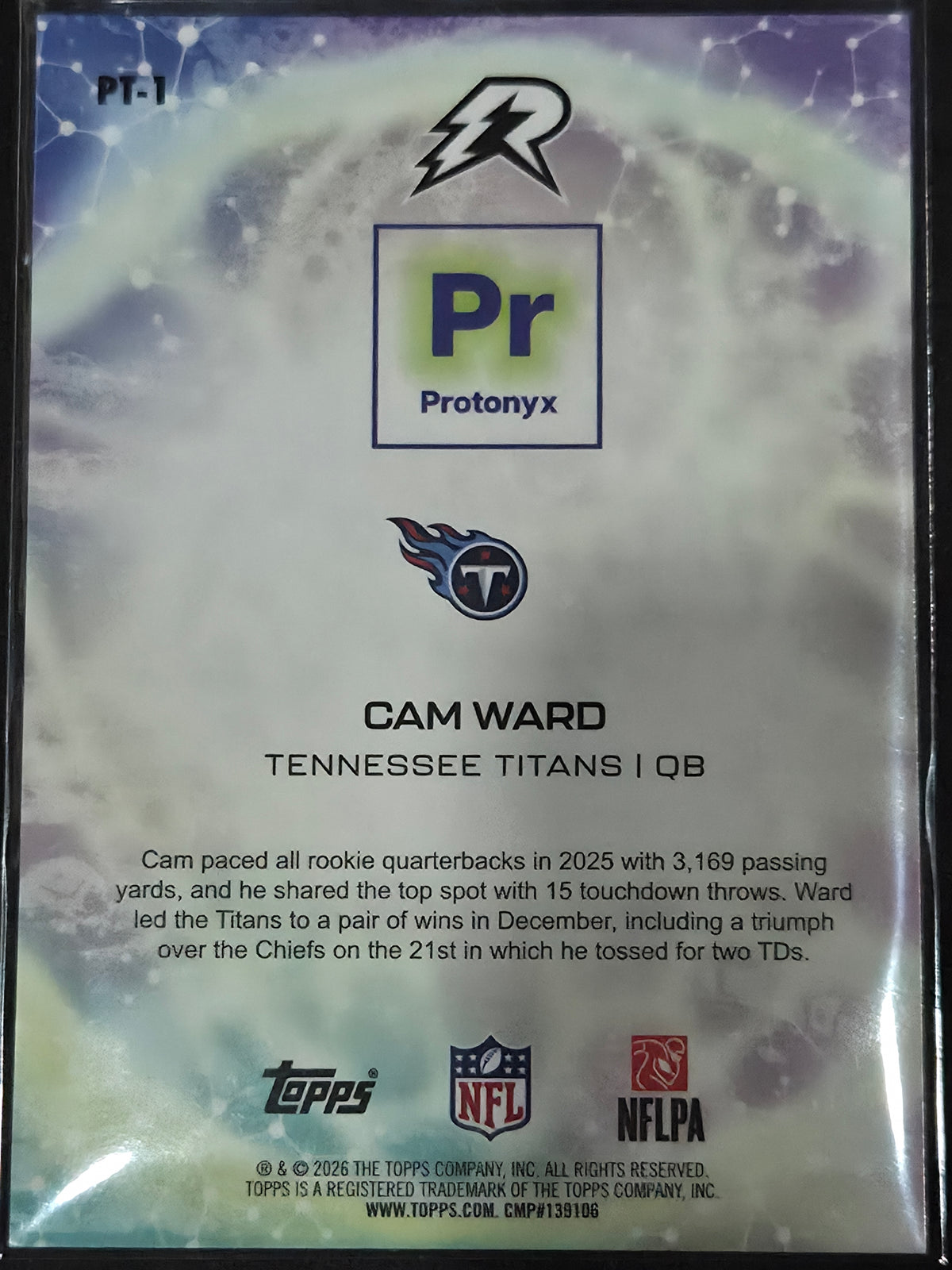 2025 Topps Resurgence Football Cam Ward Protonyx PT-1