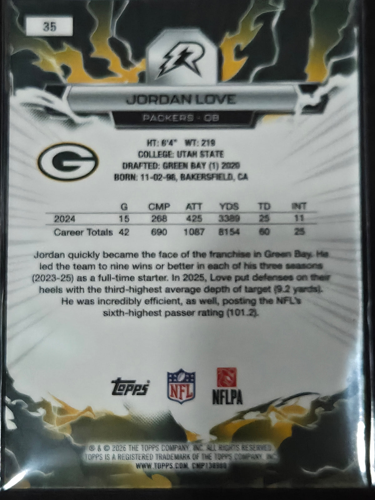 2025 Topps Resurgence Football Jordan Love Blue/Orange #35