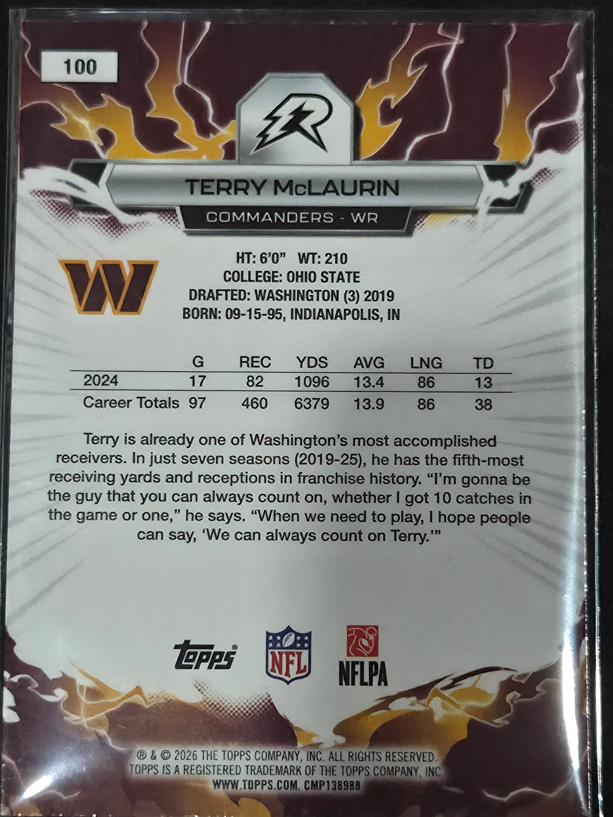 2025 Topps Resurgence Football Terry McLaurin Refractor #100