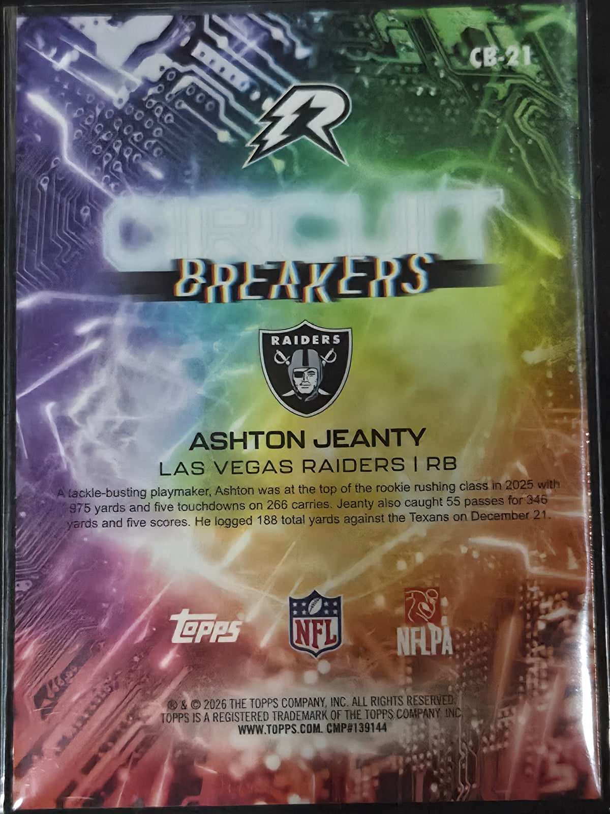 2025 Topps Resurgence Football Ashton Jeanty Circuit Breakers CB-21