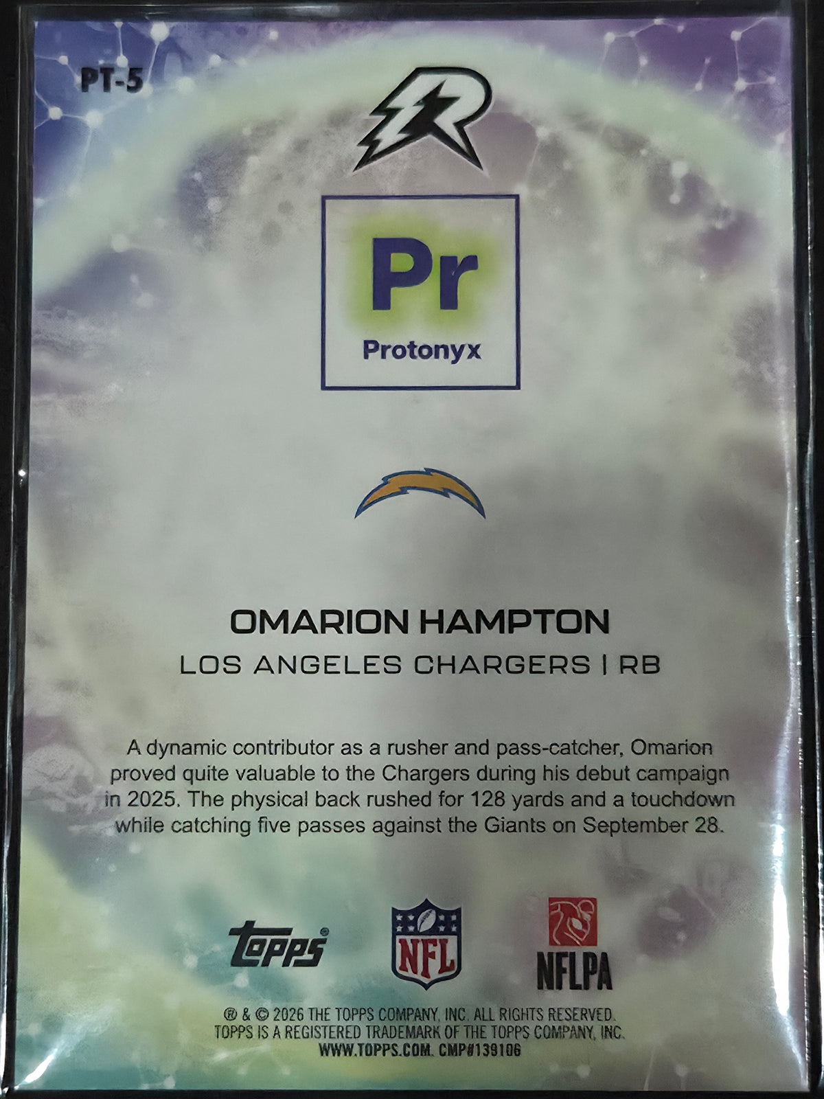 2025 Topps Resurgence Football Omarion Hampton Protonyx PT-5
