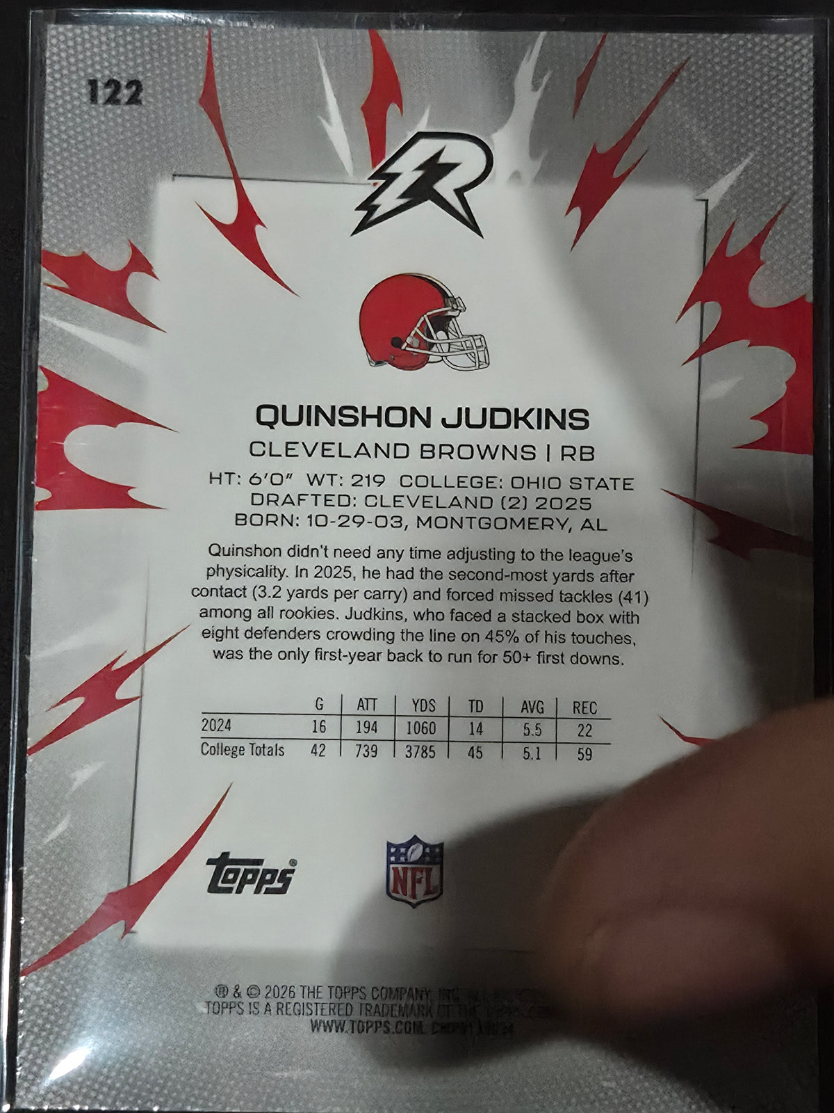 2025 Topps Resurgence Football Quinshon Judkins Blue/Orange #122