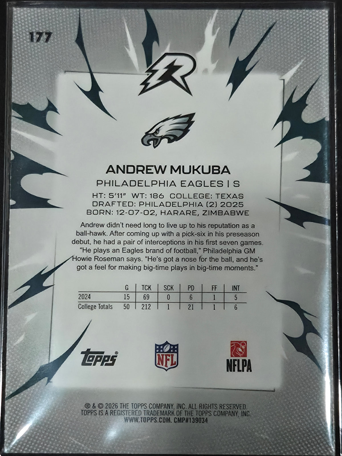 2025 Topps Resurgence Football Andrew Mukuba Blue/Orange #177
