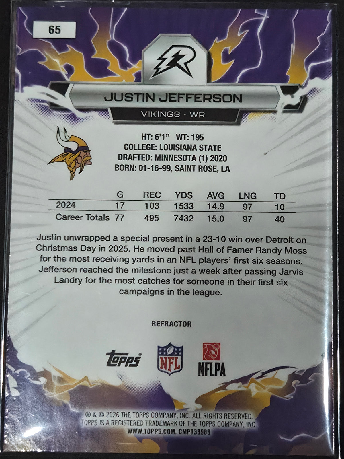 2025 Topps Resurgence Football Justin Jefferson Refractor #65
