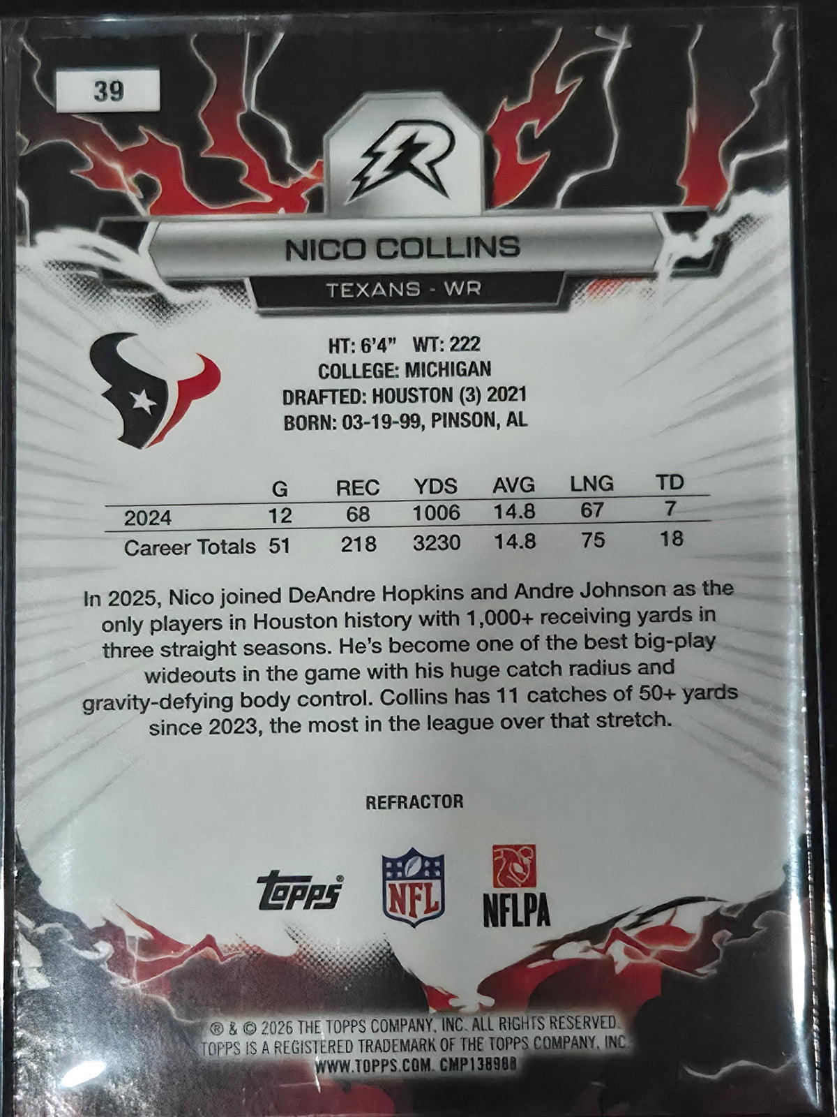 2025 Topps Resurgence Football Nico Collins Refractor #39