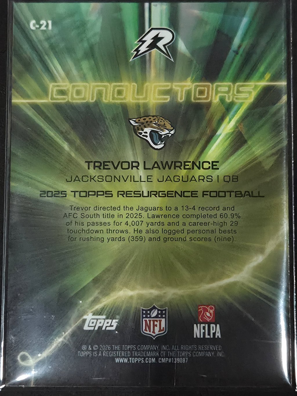 2025 Topps Resurgence Football Trevor Lawrence Conductors C-21