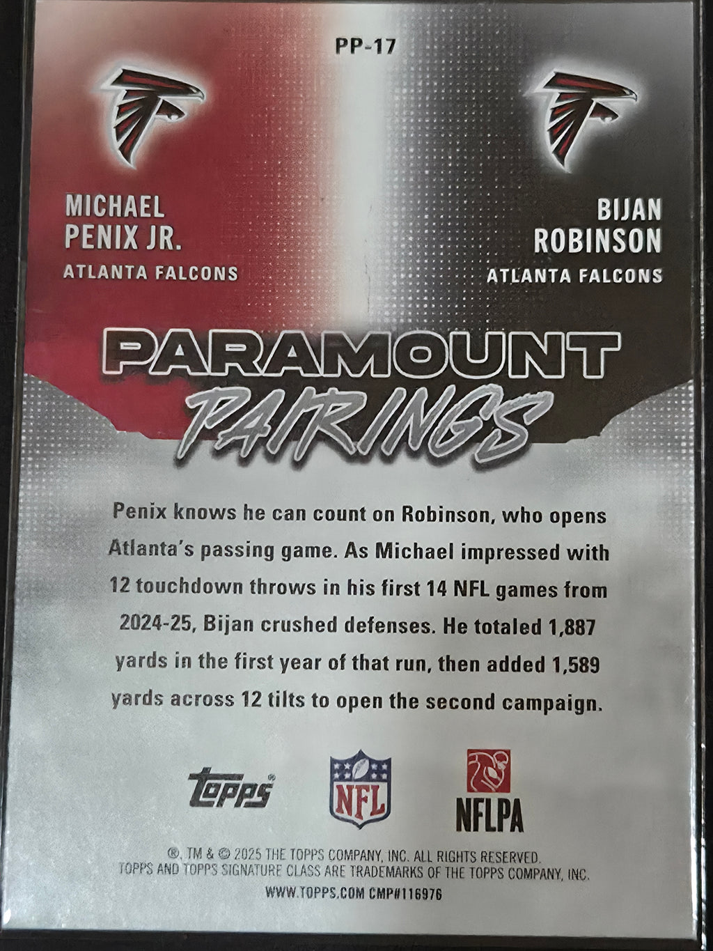 2025 Topps Signature #PP-17 Robinson/Penix Jr. Paramount Pairings