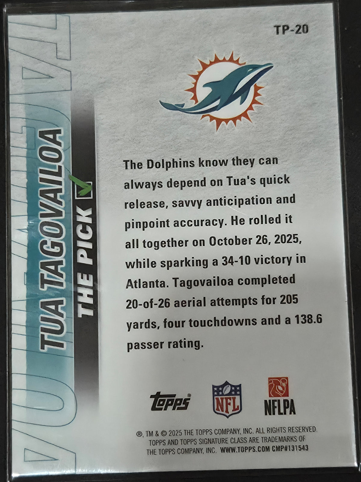 2025 Topps Signature Class #TP-20 Tua Tagovailoa The Pick