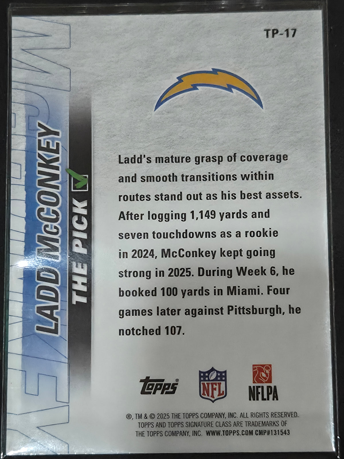 2025 Topps Signature Class #TP-17 Ladd McConkey The Pick
