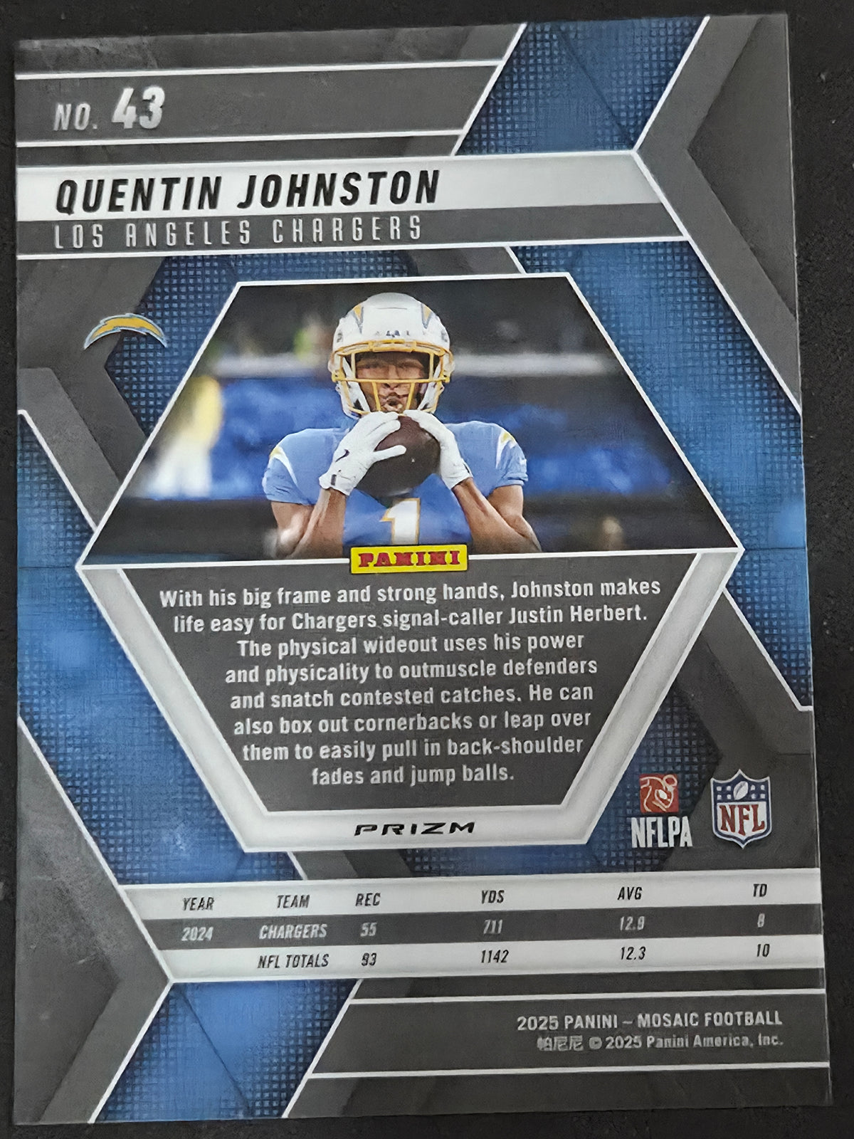 2025 Panini Mosaic #43 Quentin Johnston Mosaic Green