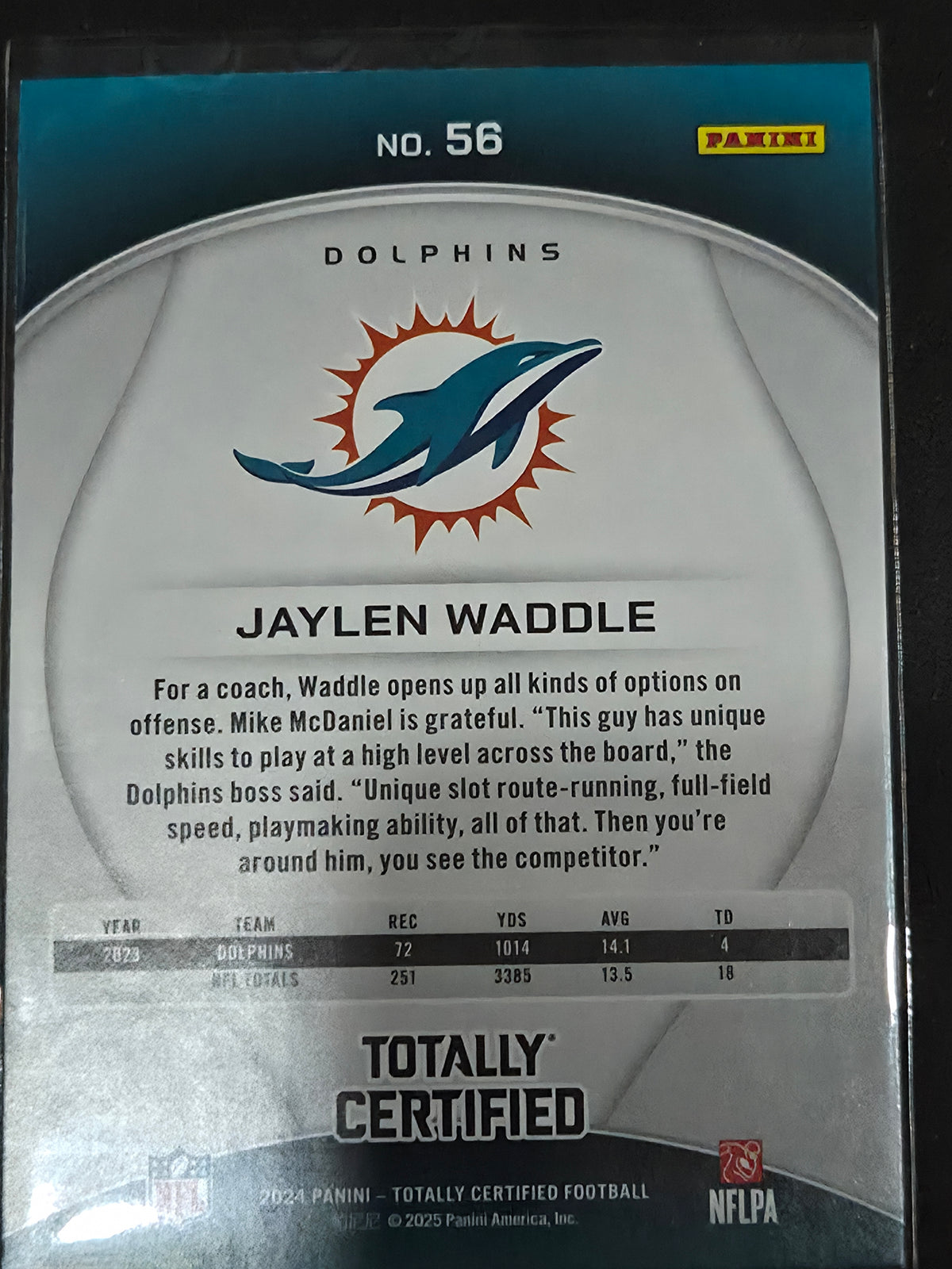 2024 Panini Totally Certified #56 Jaylen Waddle