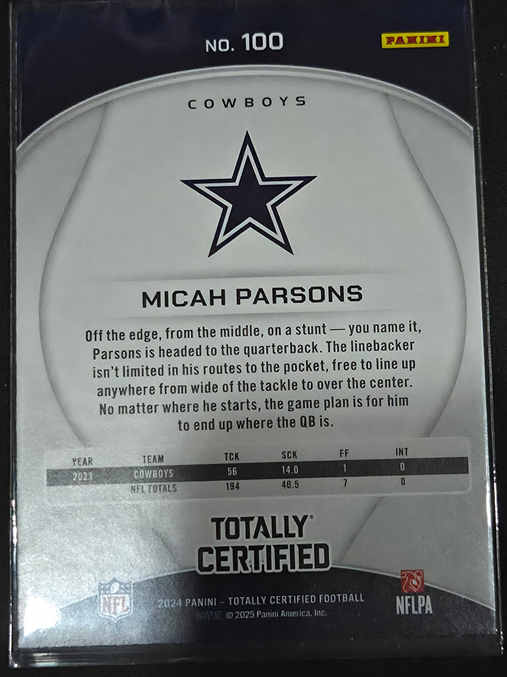 2024 Panini Totally Certified #100 Micah Parsons