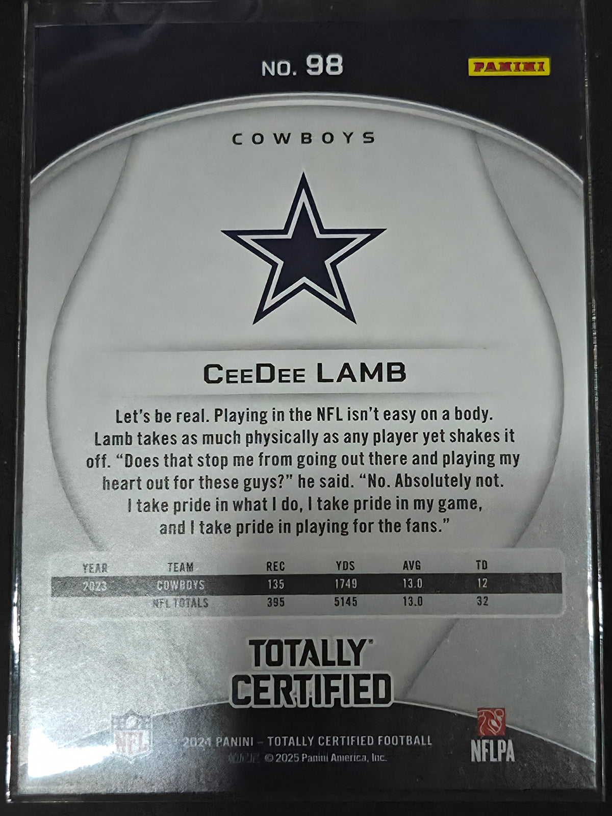 2024 Panini Totally Certified #98 CeeDee Lamb