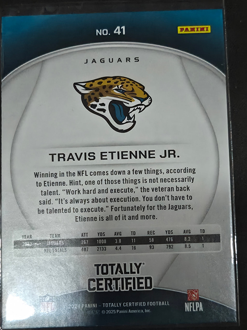 2024 Panini Totally Certified #41 Travis Etienne Jr.