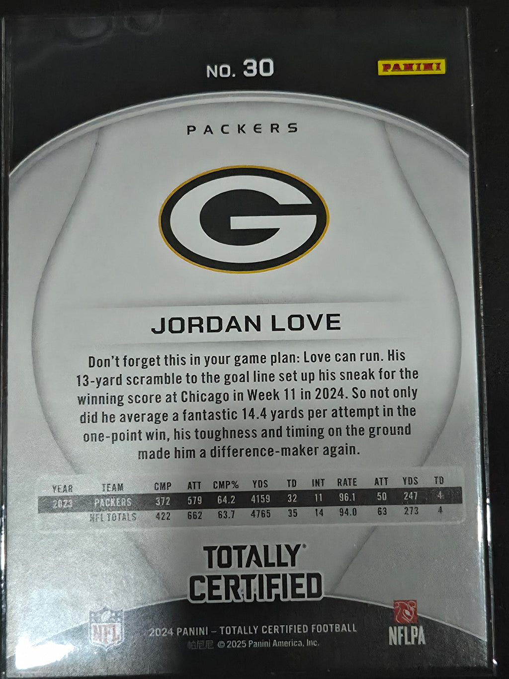 2024 Panini Totally Certified #30 Jordan Love