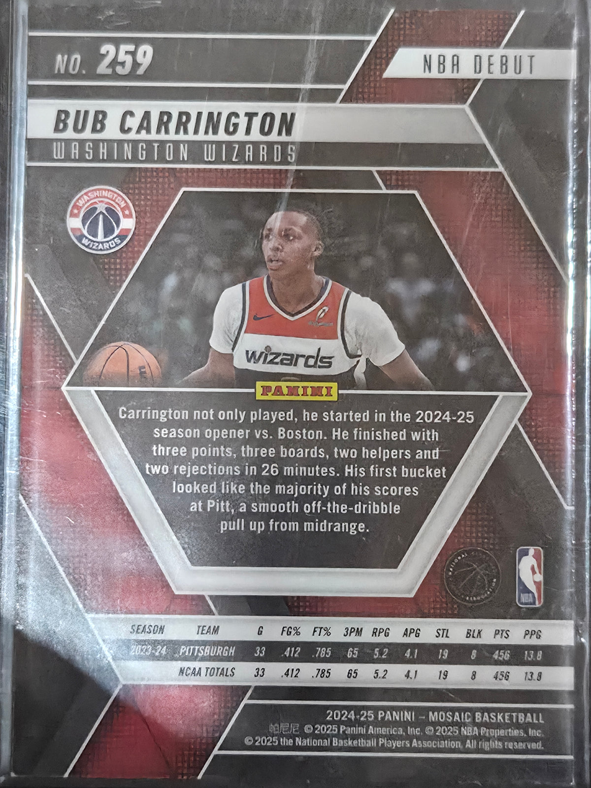 2024-25 Panini Mosaic #259 Bub Carrington NBA Debut